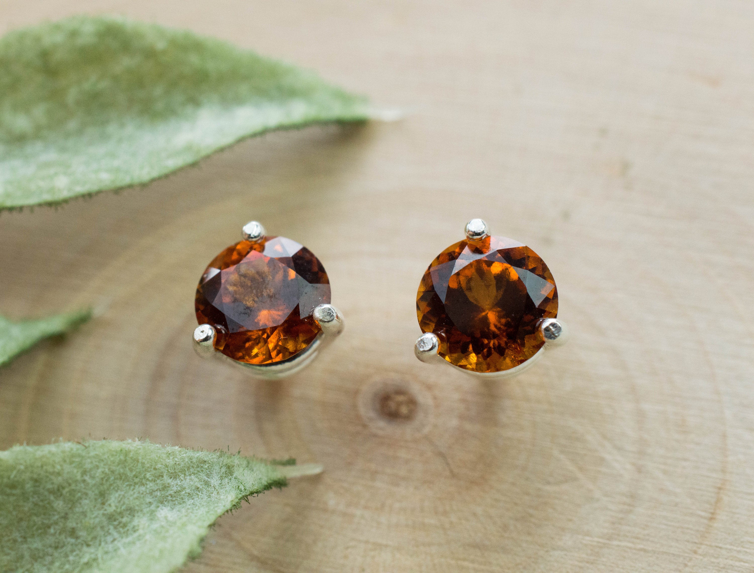 Hessonite Garnet Earrings; Genuine Untreated Sri Lanka Garnet; 2.090cts