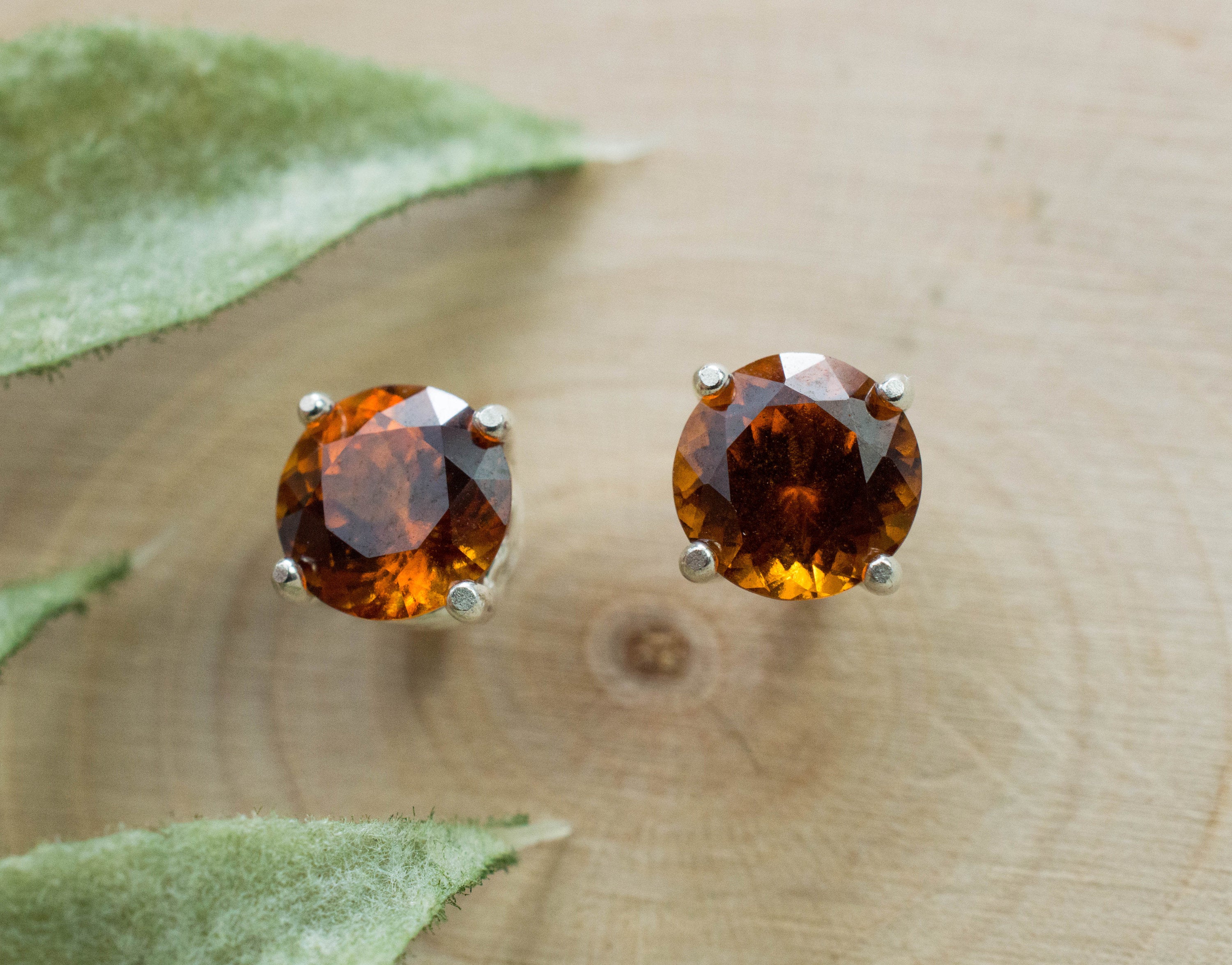 Hessonite Garnet Earrings; Genuine Untreated Sri Lanka Garnet; 2.220cts