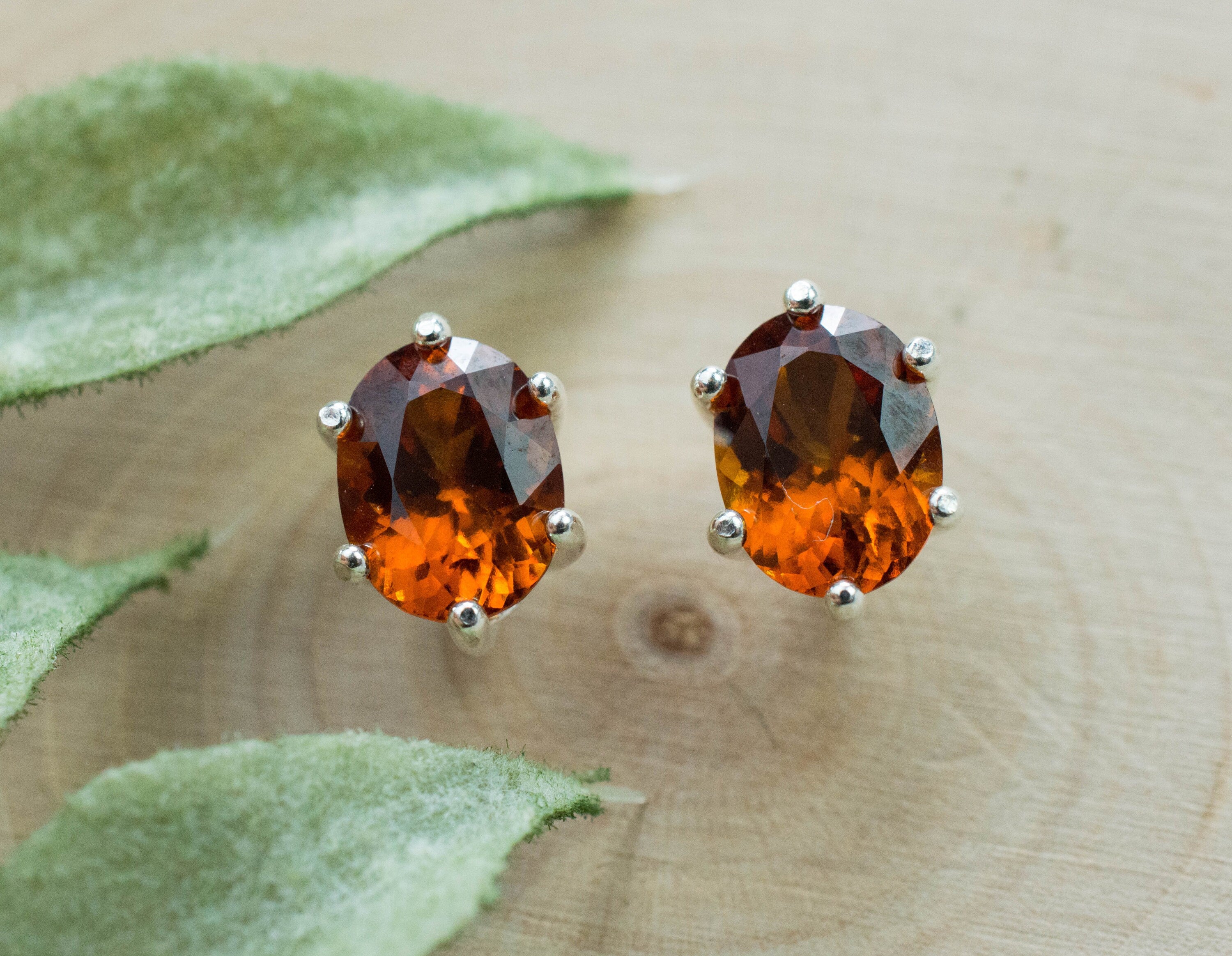 Hessonite Garnet Earrings; Genuine Untreated Sri Lanka Garnet; 2.835cts