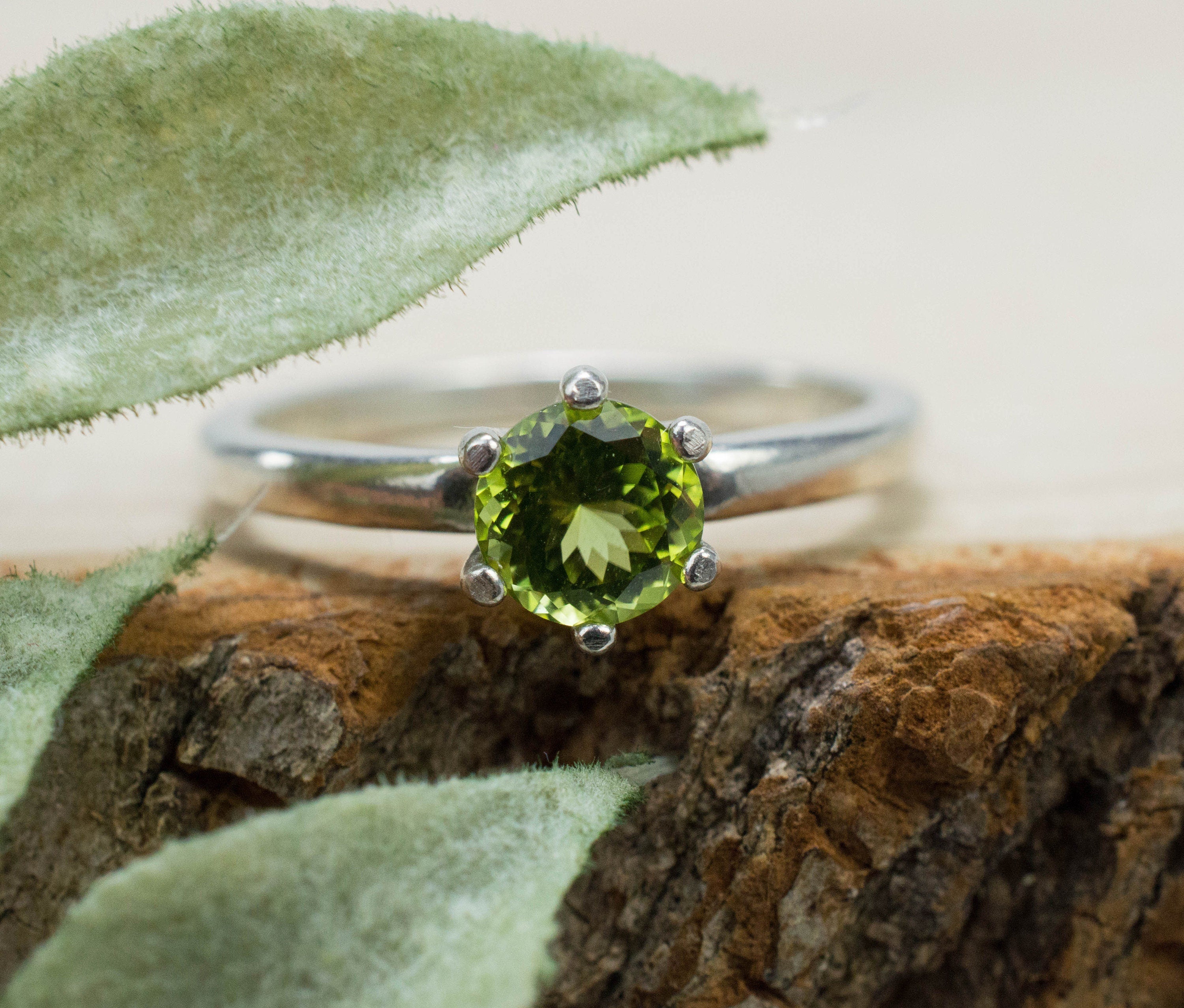 Peridot Ring, Natural Untreated Tanzania Peridot; 0.770cts