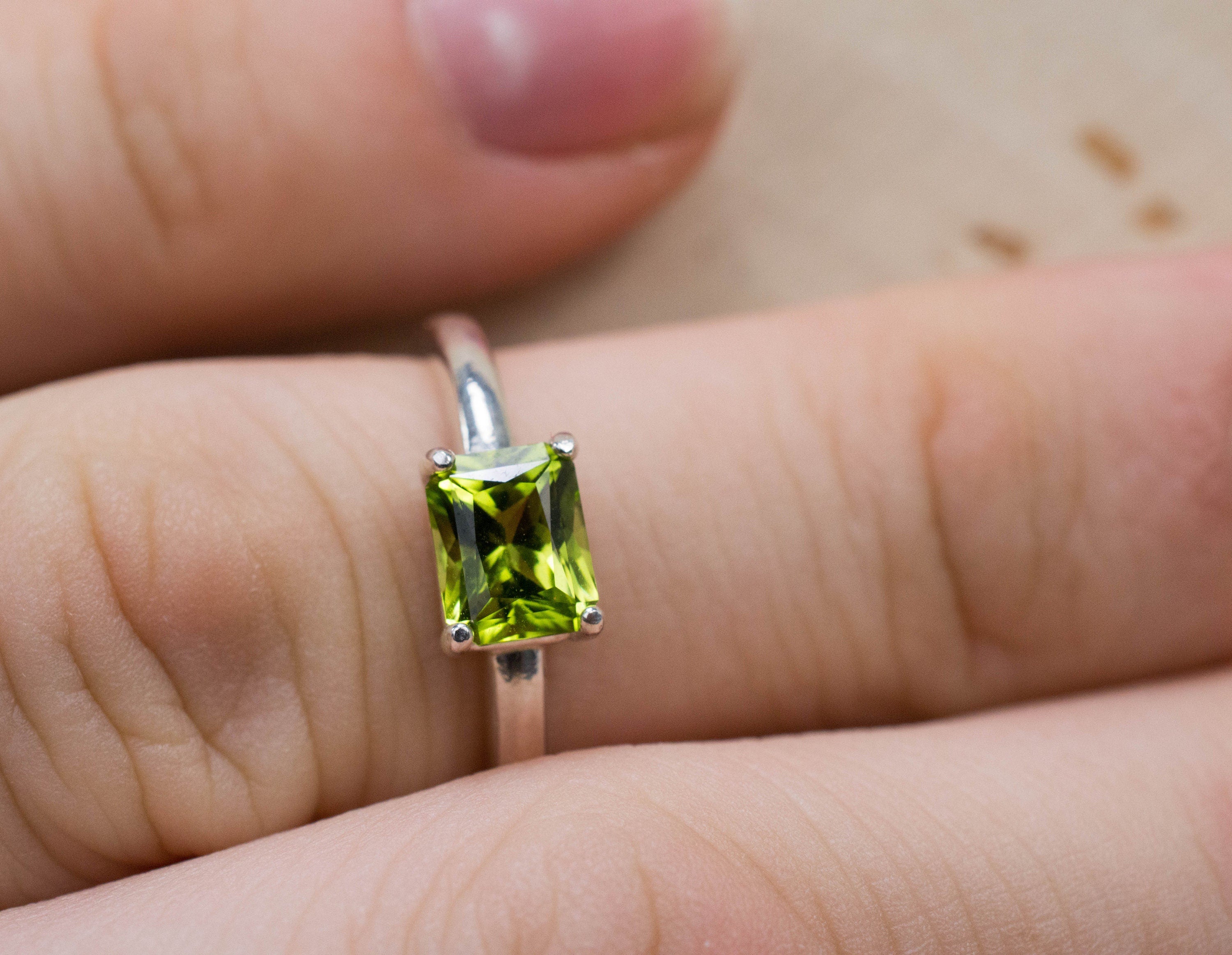 Peridot Ring, Natural Untreated Tanzania Peridot; 1.080cts