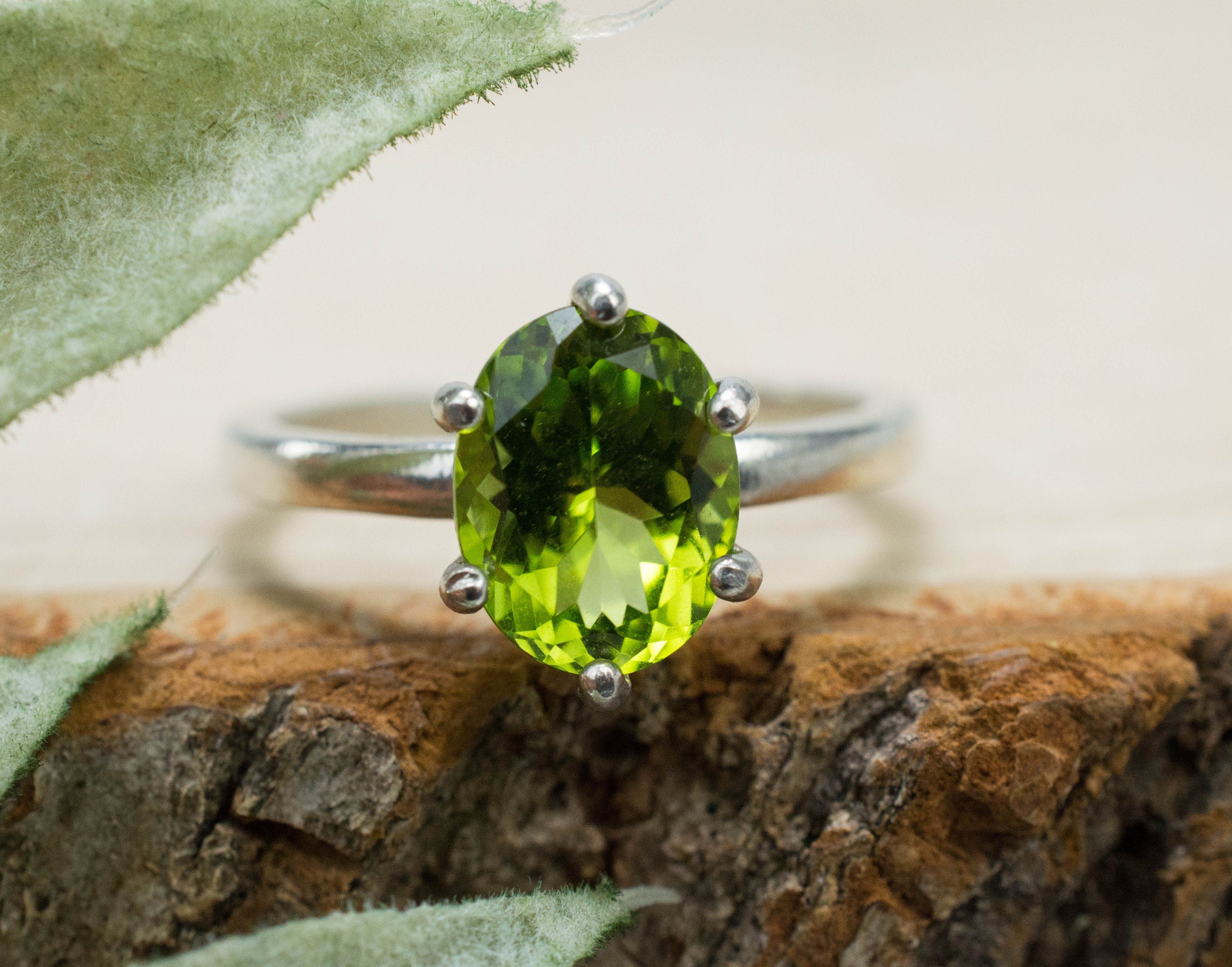 Peridot Ring, Natural Untreated Tanzania Peridot; 2.035cts