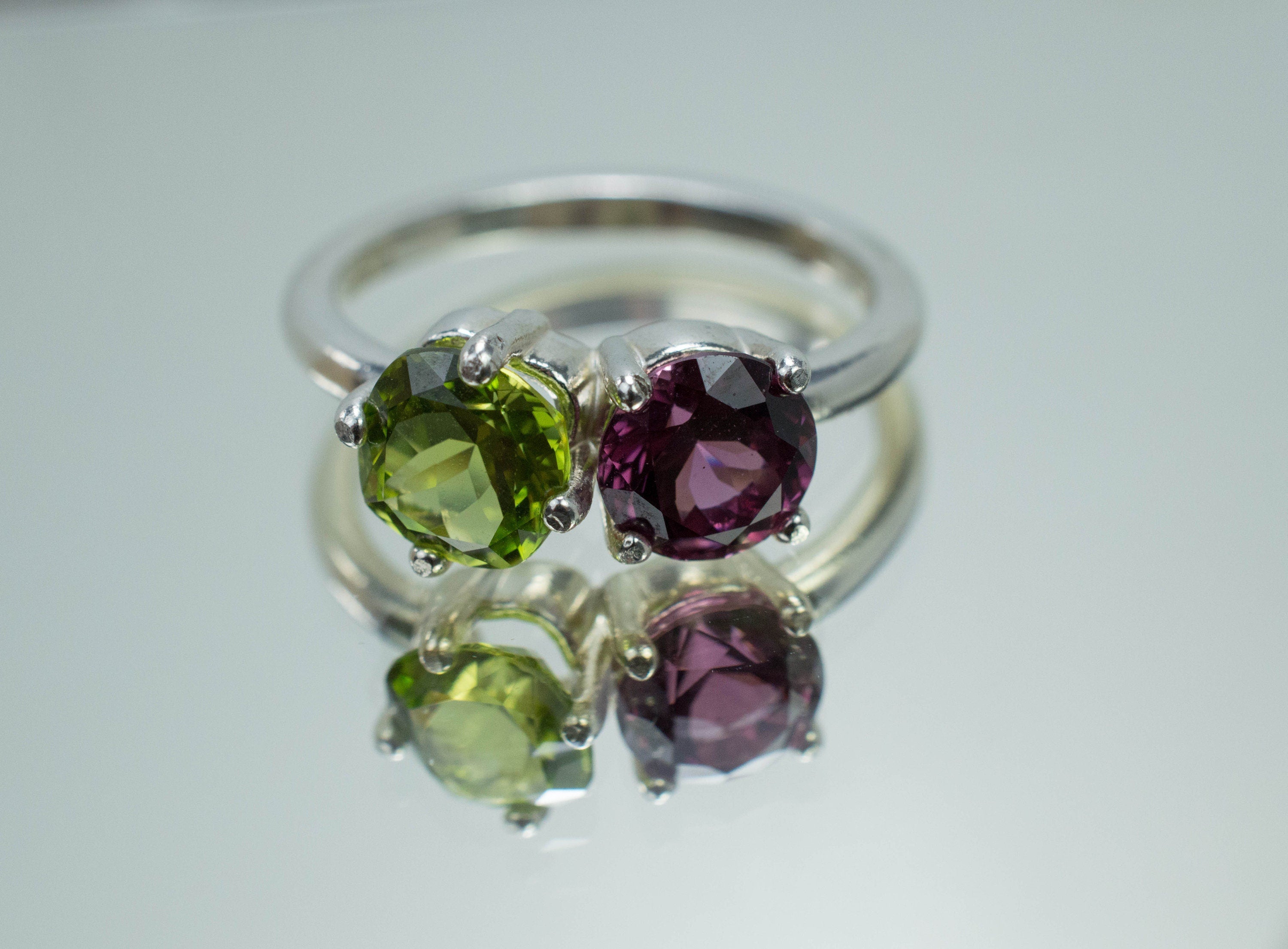 Peridot Ring, Natural Untreated Tanzania Peridot and Umbalite Garnet