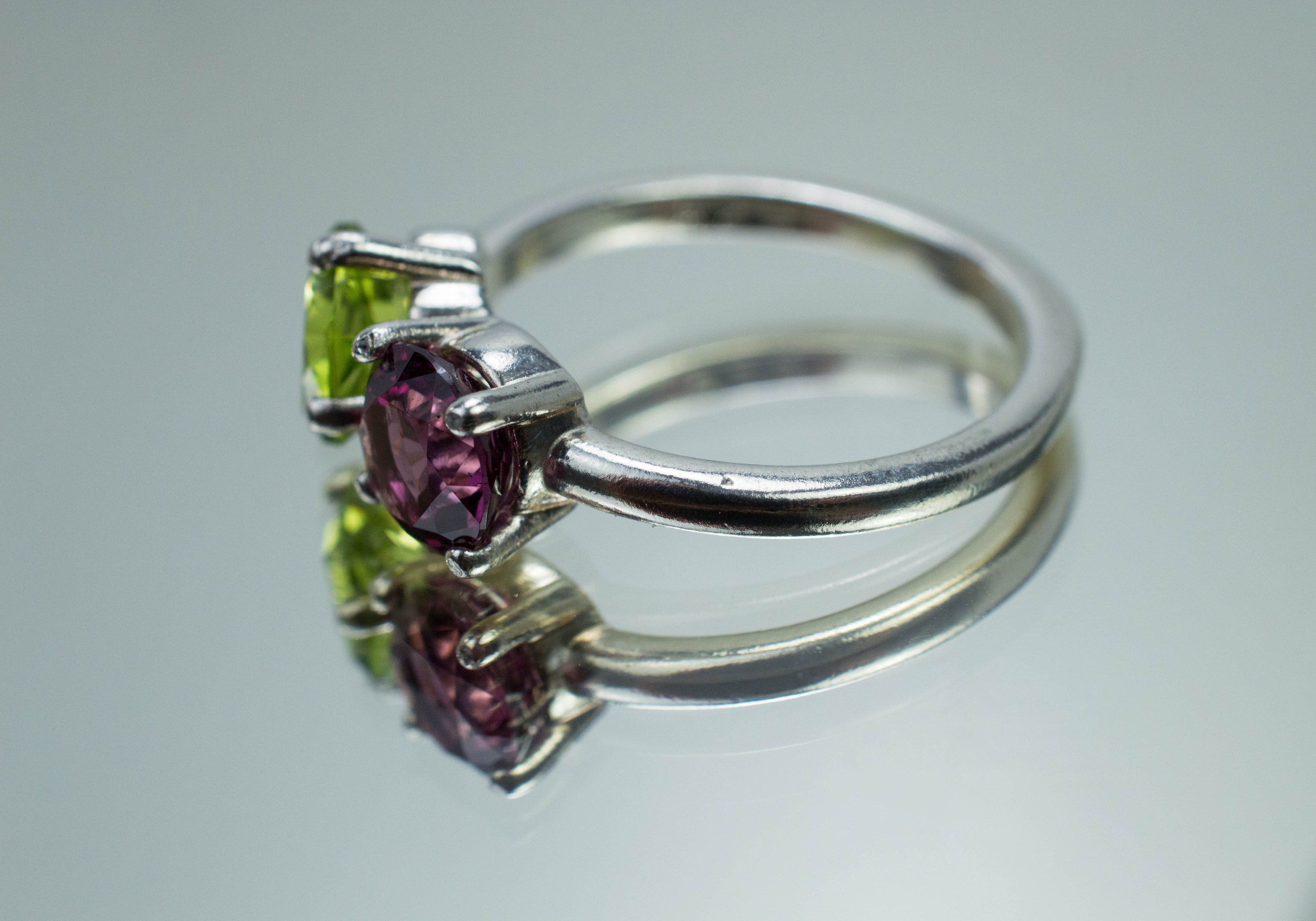 Peridot Ring, Natural Untreated Tanzania Peridot and Umbalite Garnet