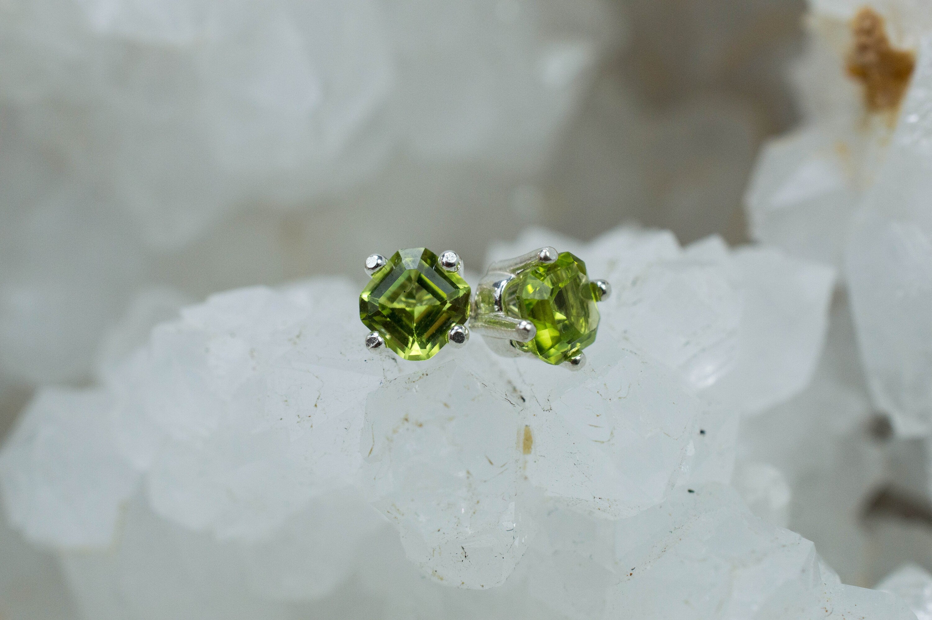 Peridot Earrings; Natural Untreated Arizona Peridot; 0.915cts