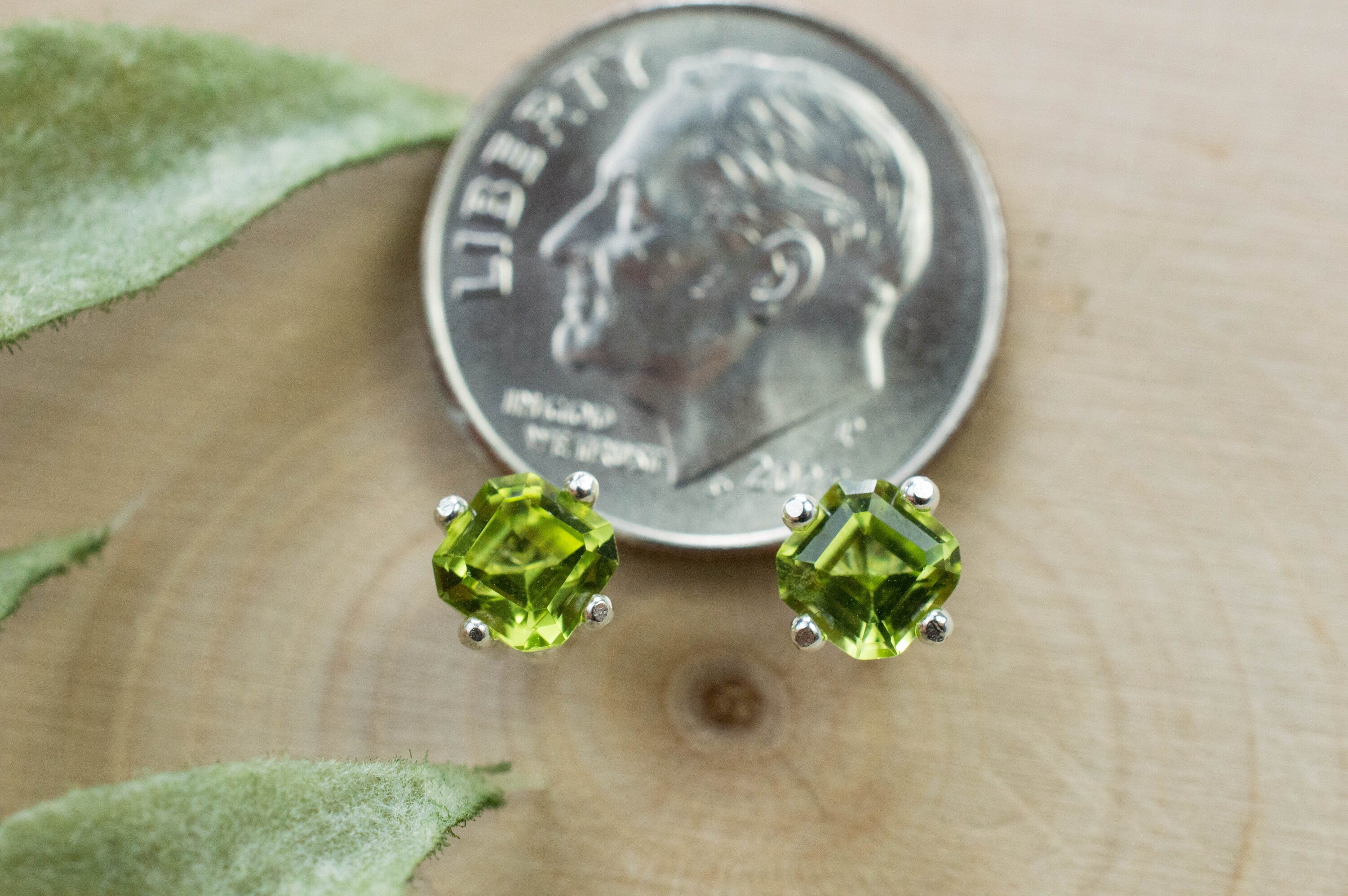 Peridot Earrings; Natural Untreated Arizona Peridot; 0.915cts