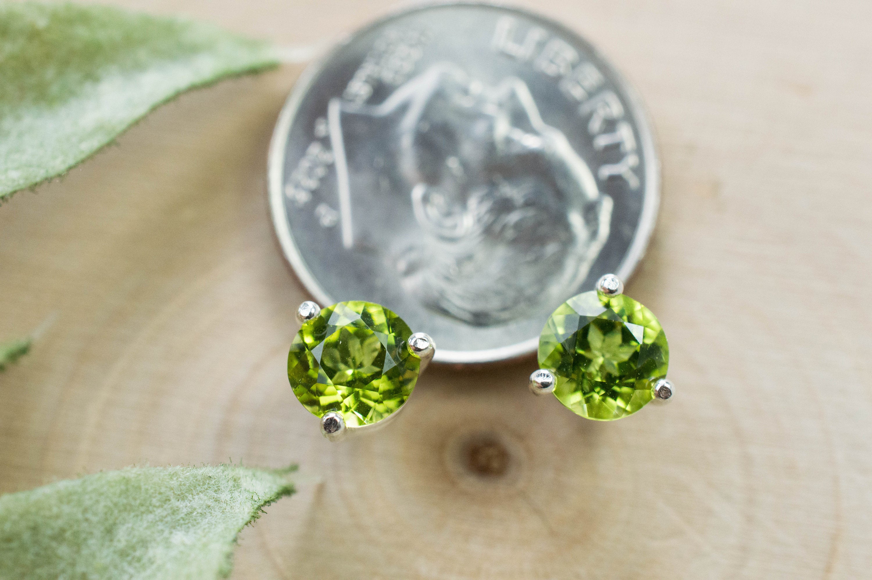 Peridot Earrings; Natural Untreated Arizona Peridot; 1.295cts