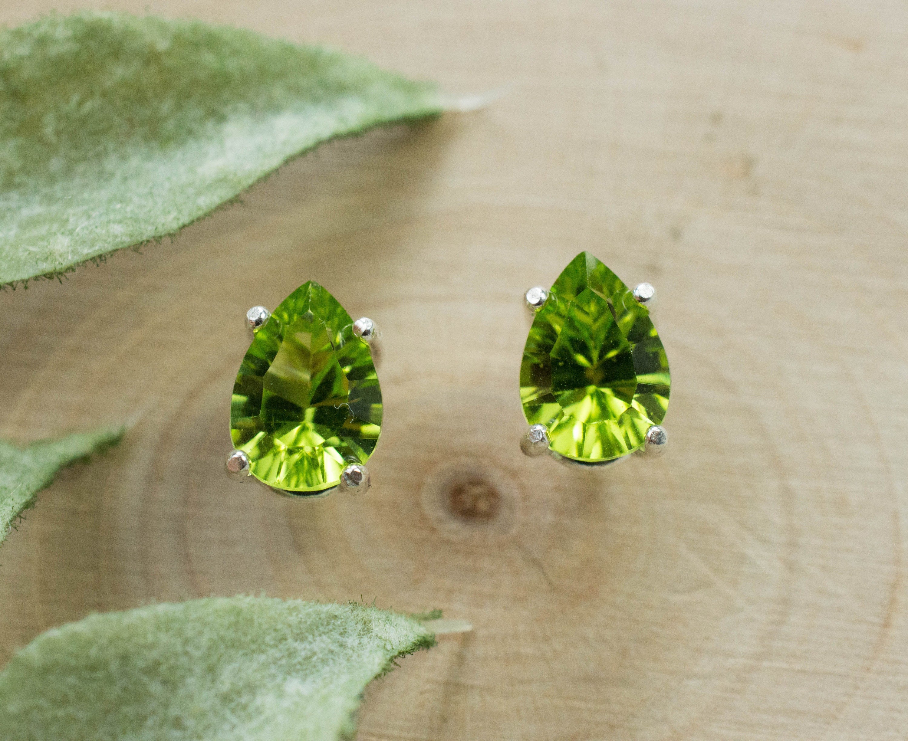 Peridot Earrings; Natural Untreated Arizona Peridot; 1.740cts