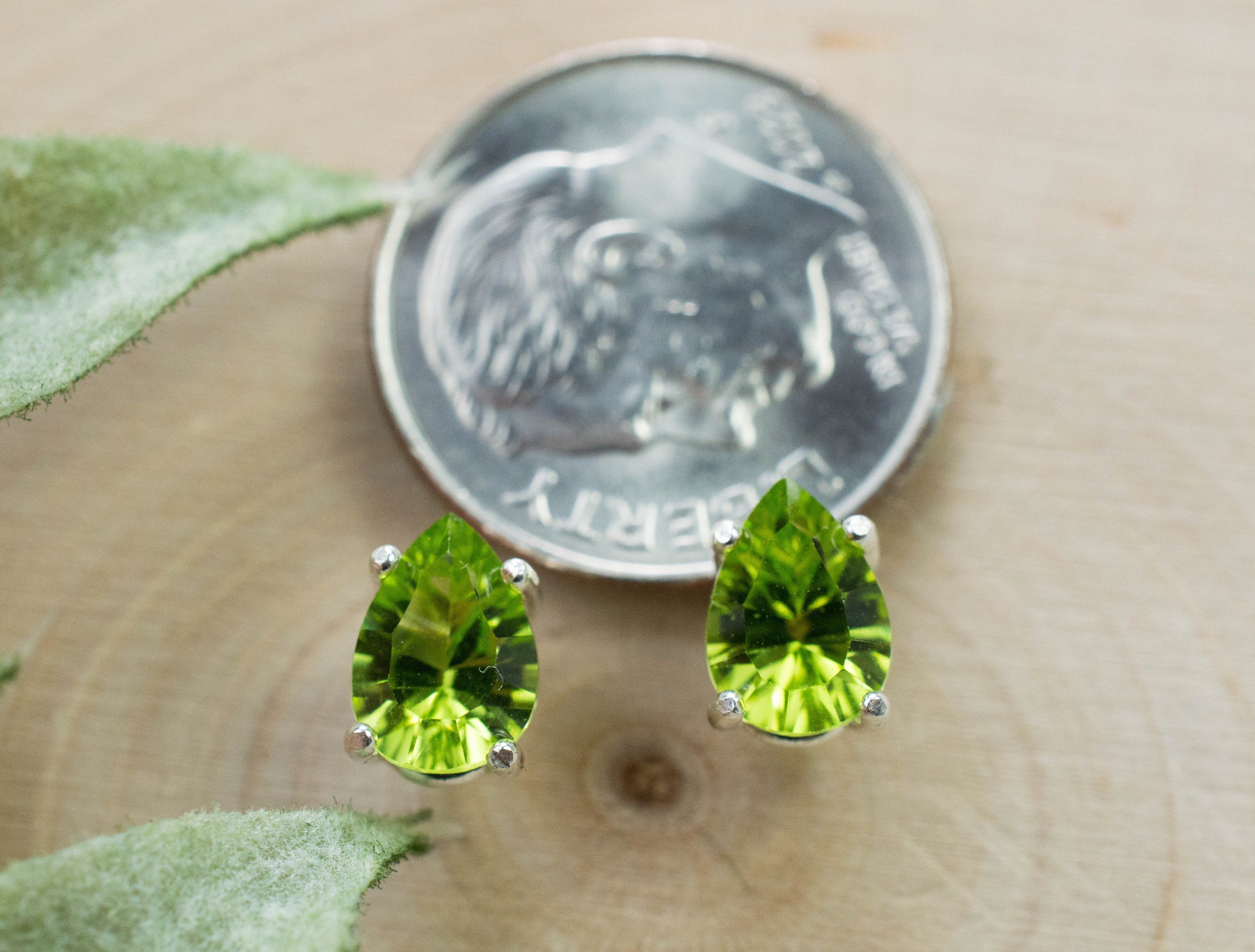 Peridot Earrings; Natural Untreated Arizona Peridot; 1.740cts