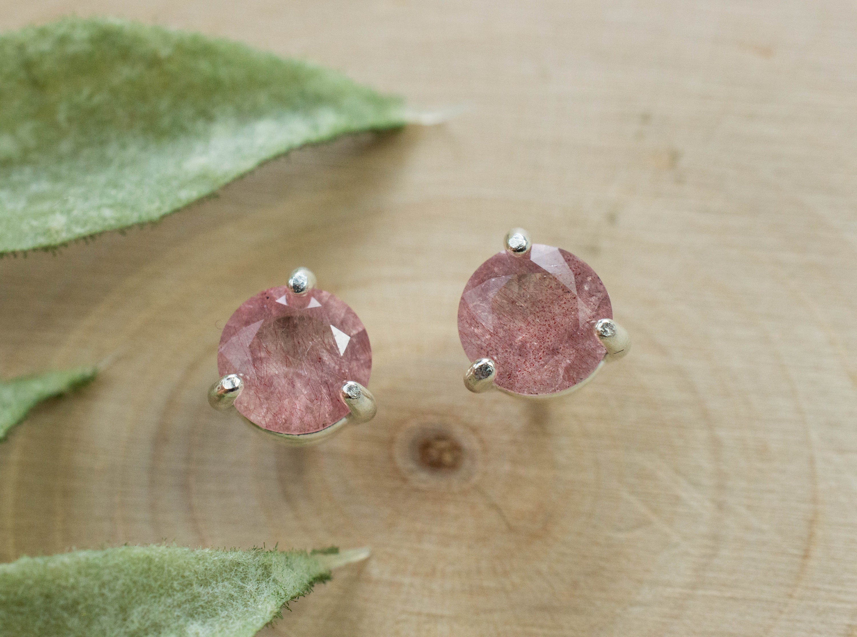 Strawberry Quartz Earrings; Genuine Untreated Mexico Quartz; 1.295cts