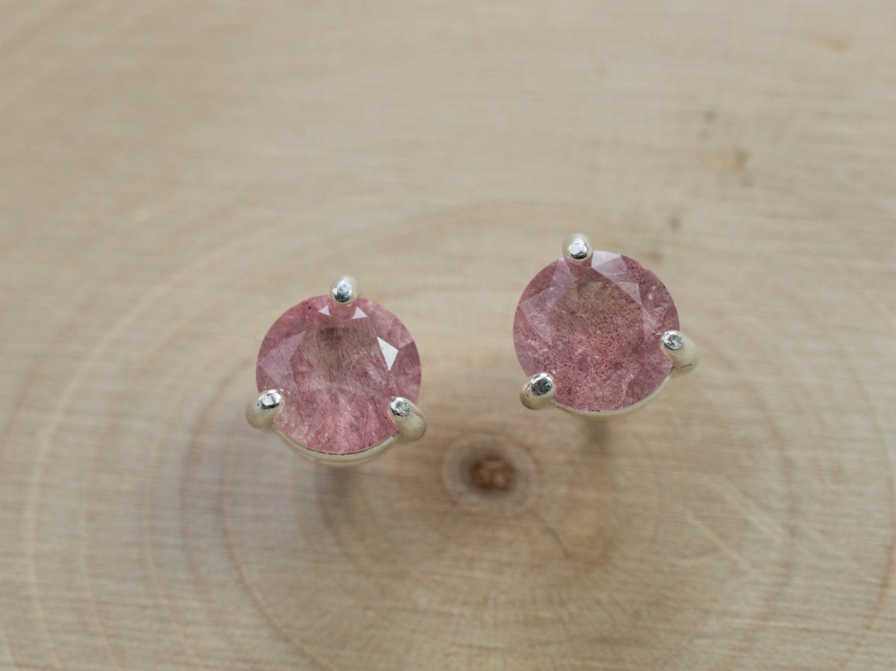 Strawberry Quartz Earrings; Genuine Untreated Mexico Quartz; 1.295cts