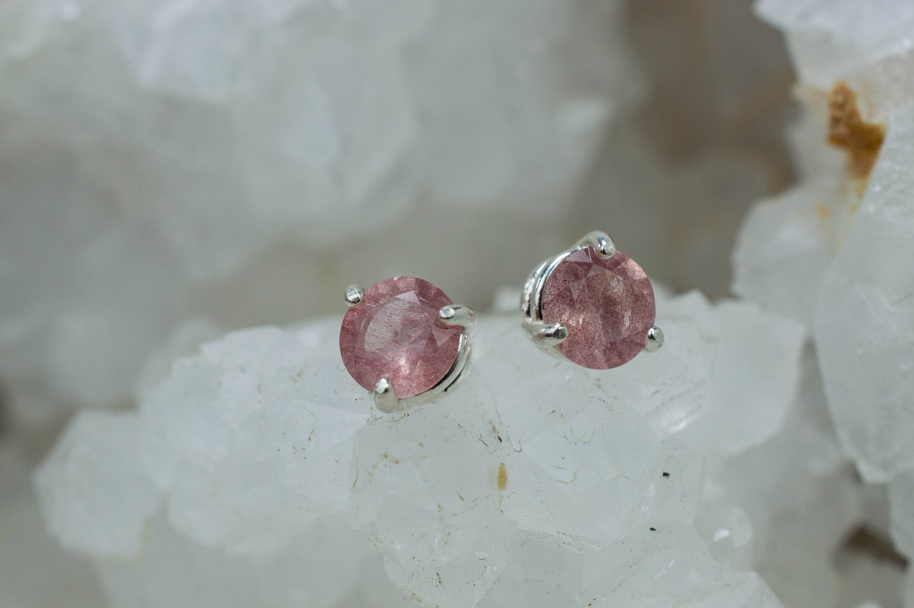 Strawberry Quartz Earrings; Genuine Untreated Mexico Quartz; 1.295cts