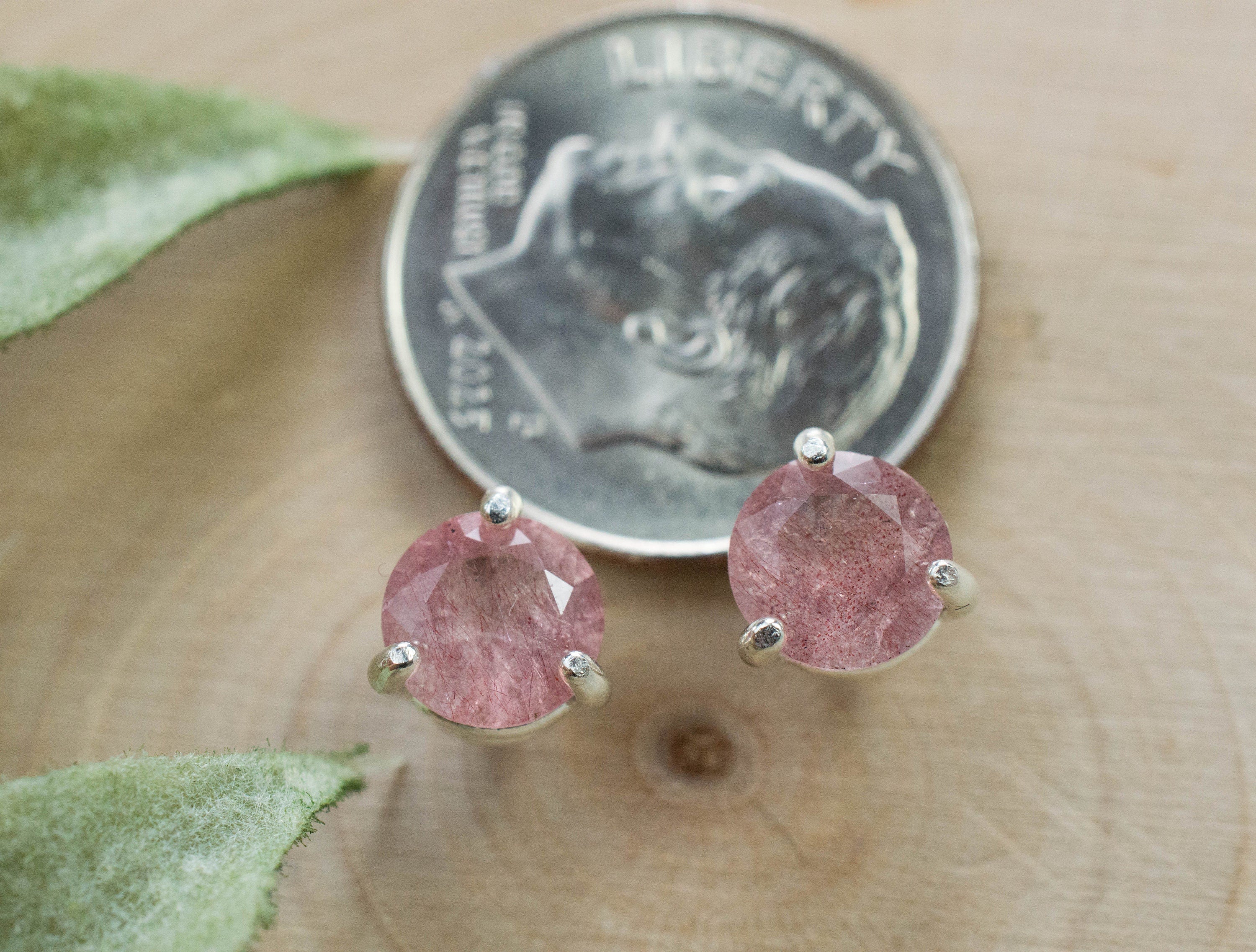 Strawberry Quartz Earrings; Genuine Untreated Mexico Quartz; 1.295cts