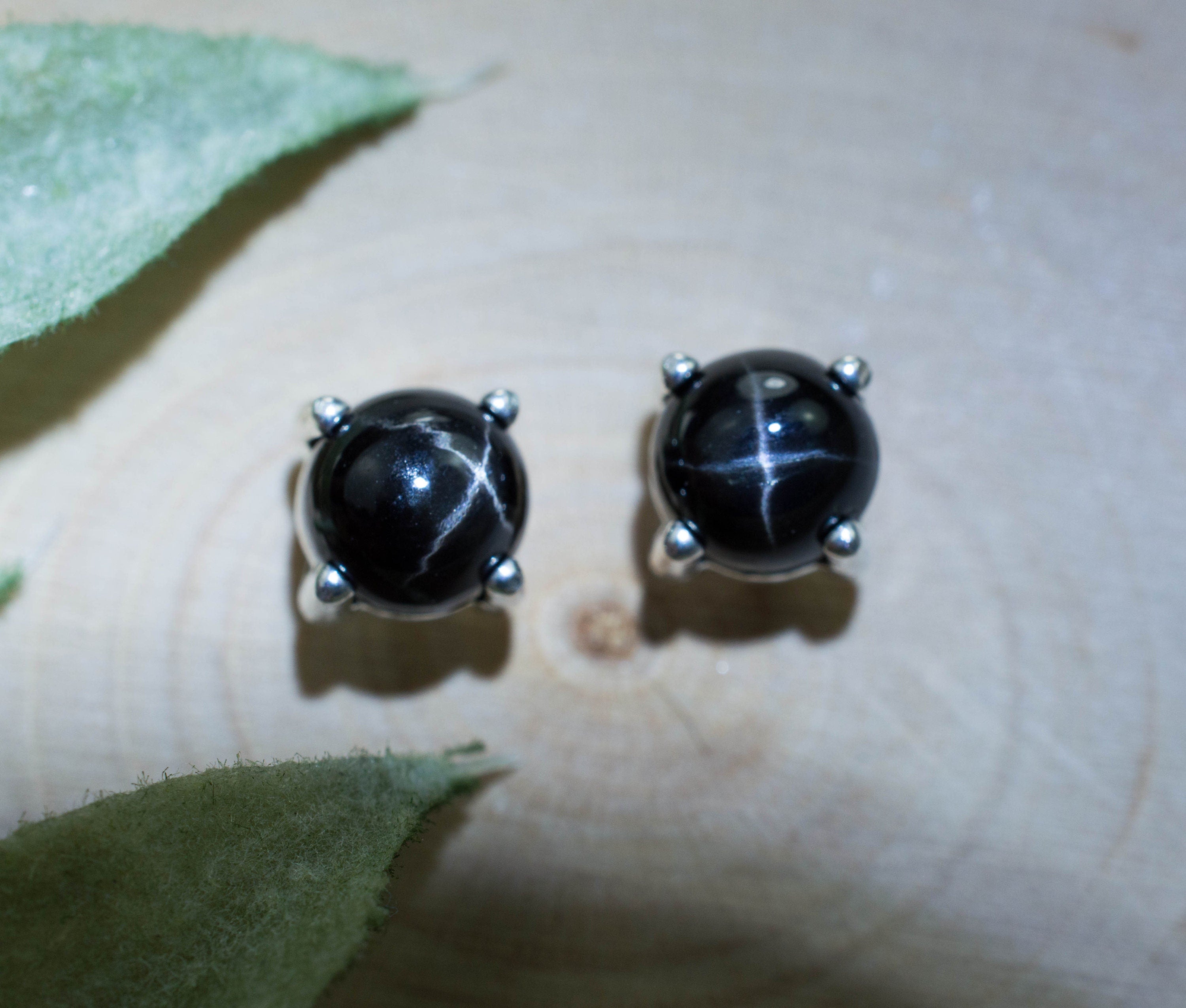 Star Diopside Earrings; Natural Untreated India Diopside; 2.695cts