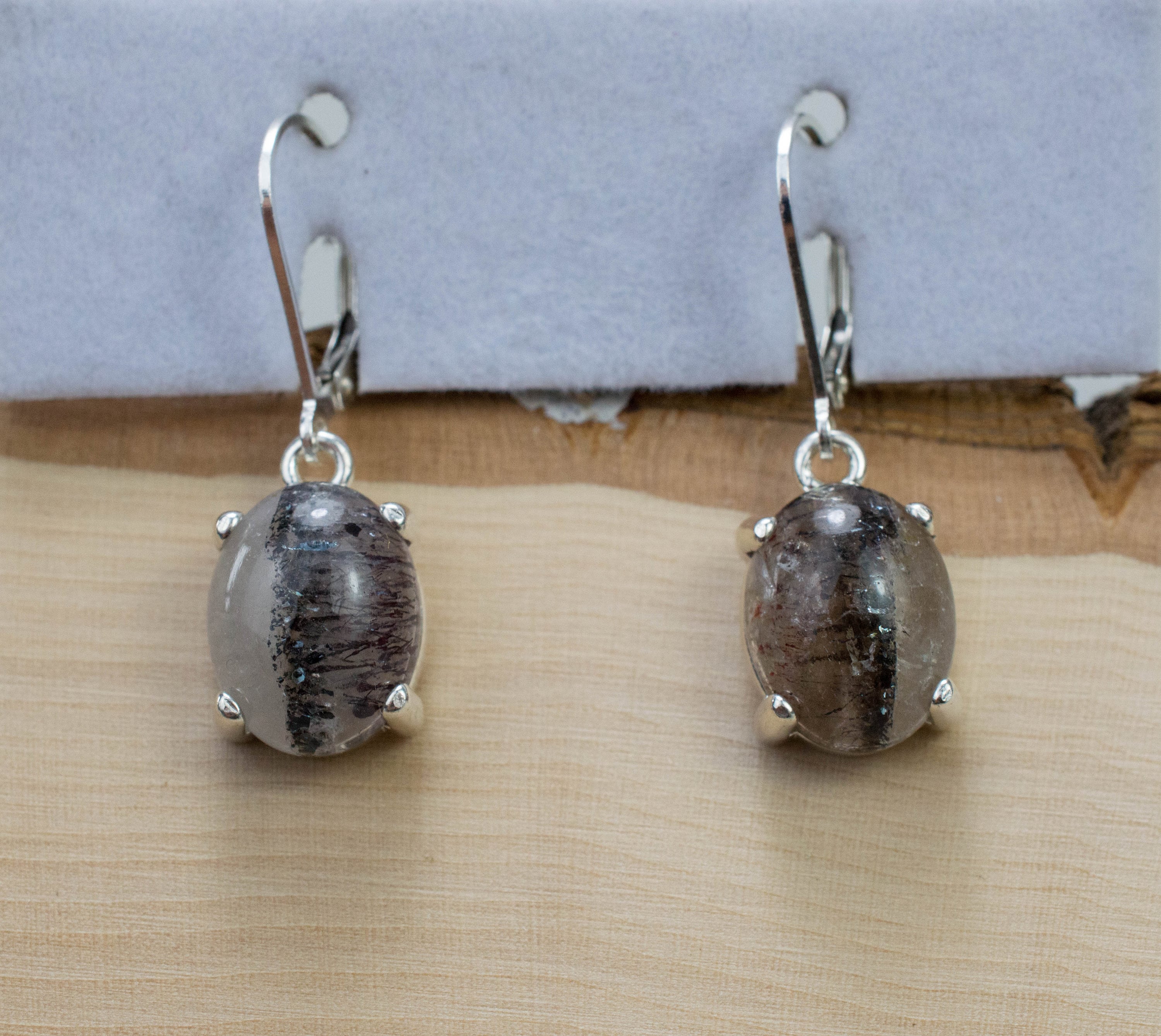 Super Seven Quartz Earrings, Natural Untreated Brazil Quartz; 8.175cts