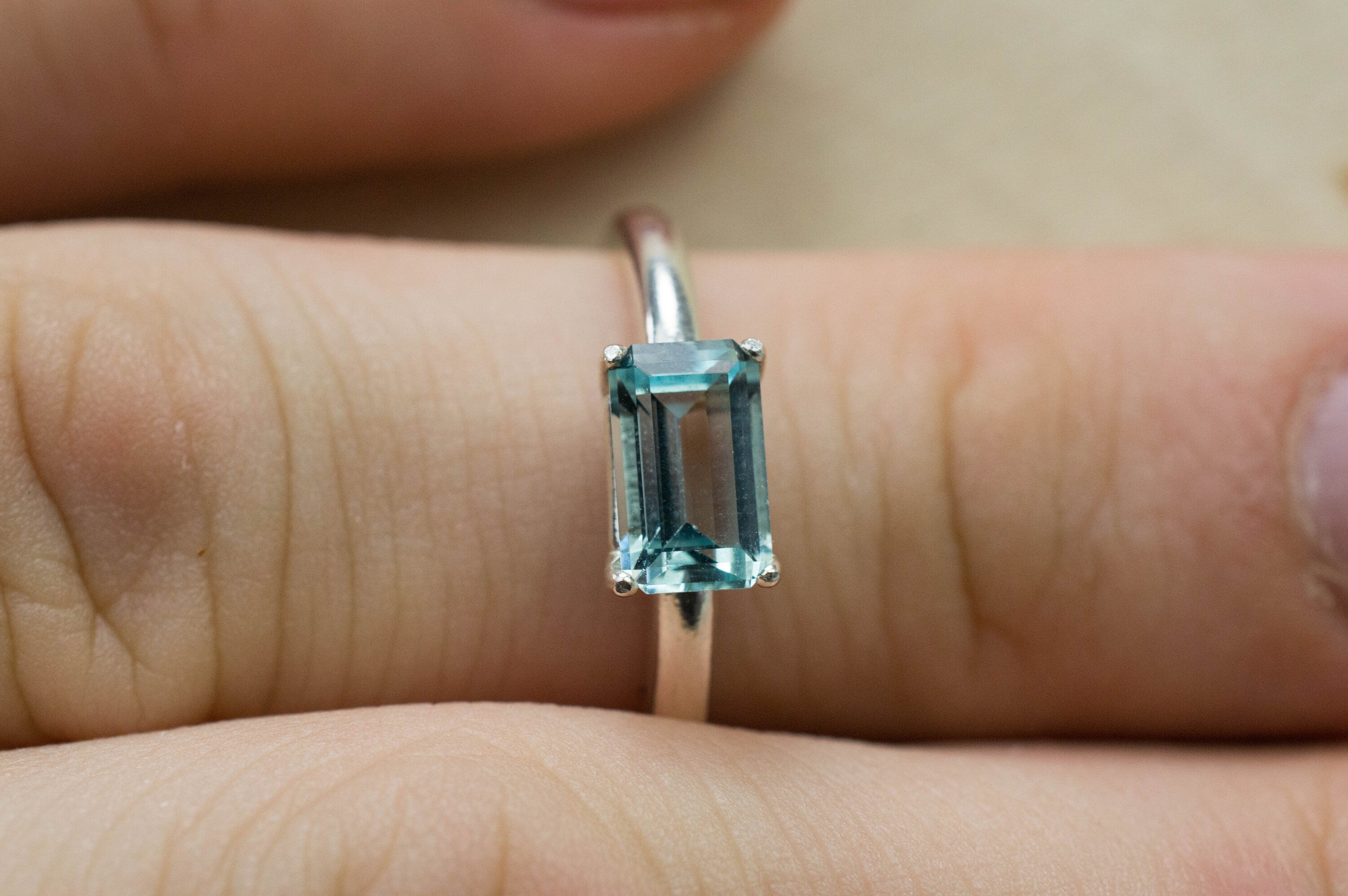 Aquamarine Ring, Genuine Untreated Nigeria Aquamarine; 0.970cts