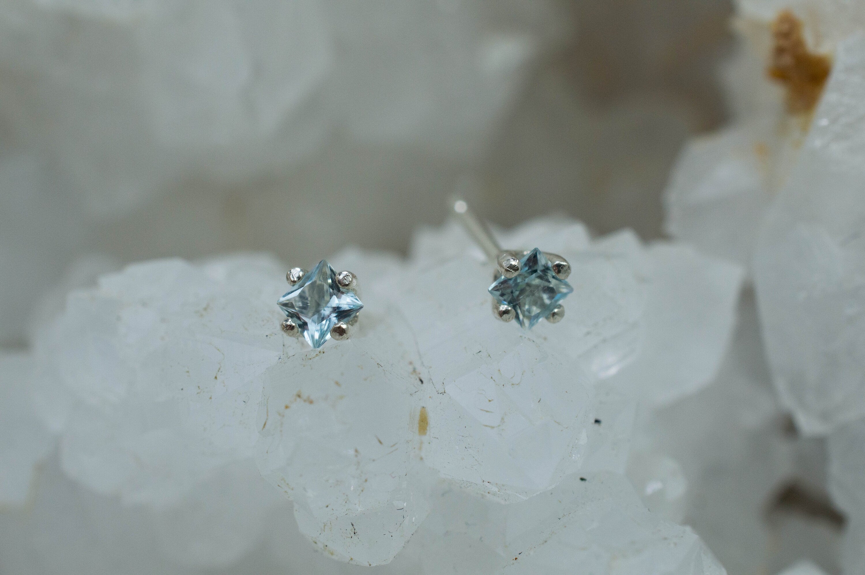 Aquamarine Earrings; Natural Untreated Brazilian Aquamarine; 0.250cts