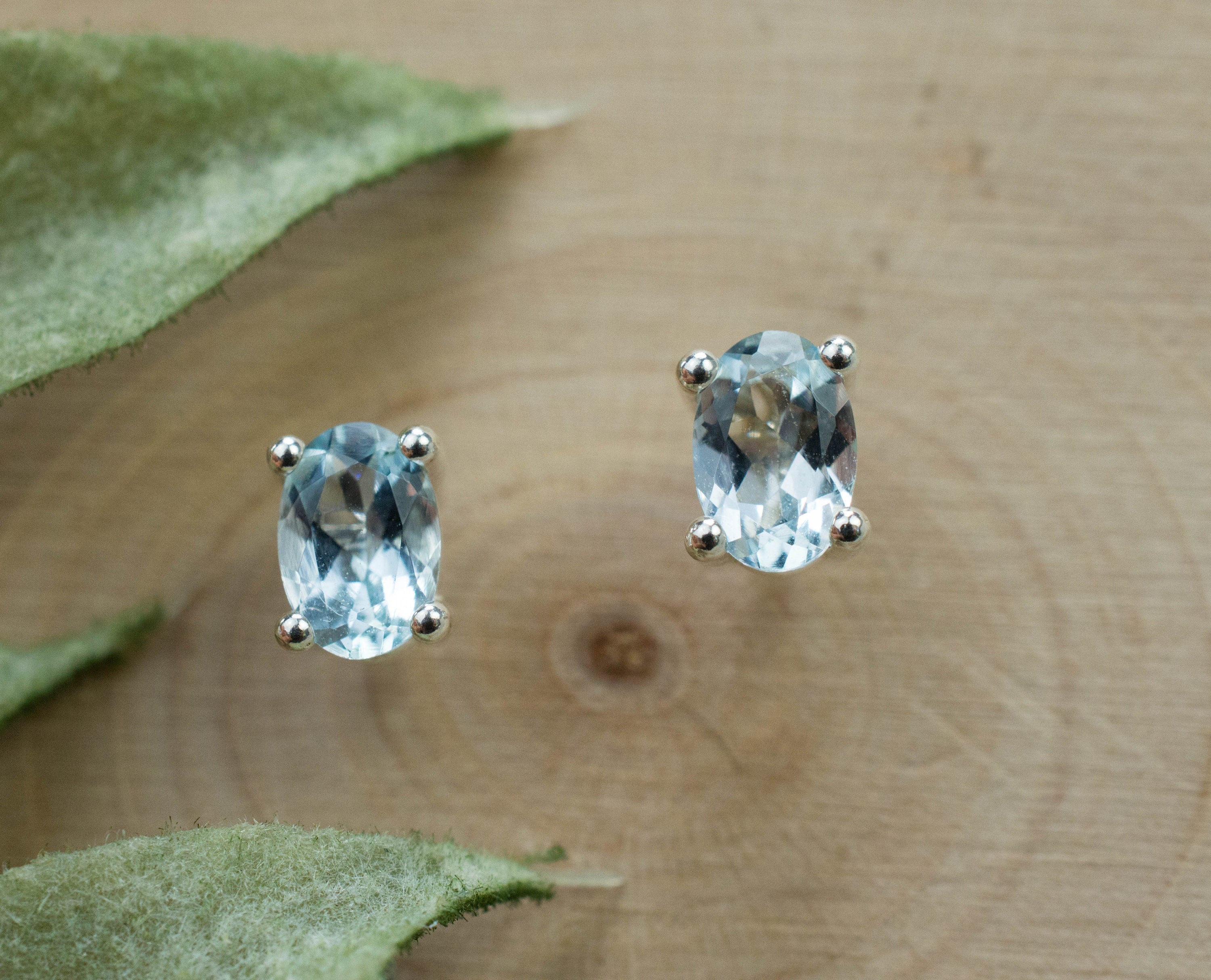 Aquamarine Earrings; Natural Untreated Brazilian Aquamarine; 0.725cts