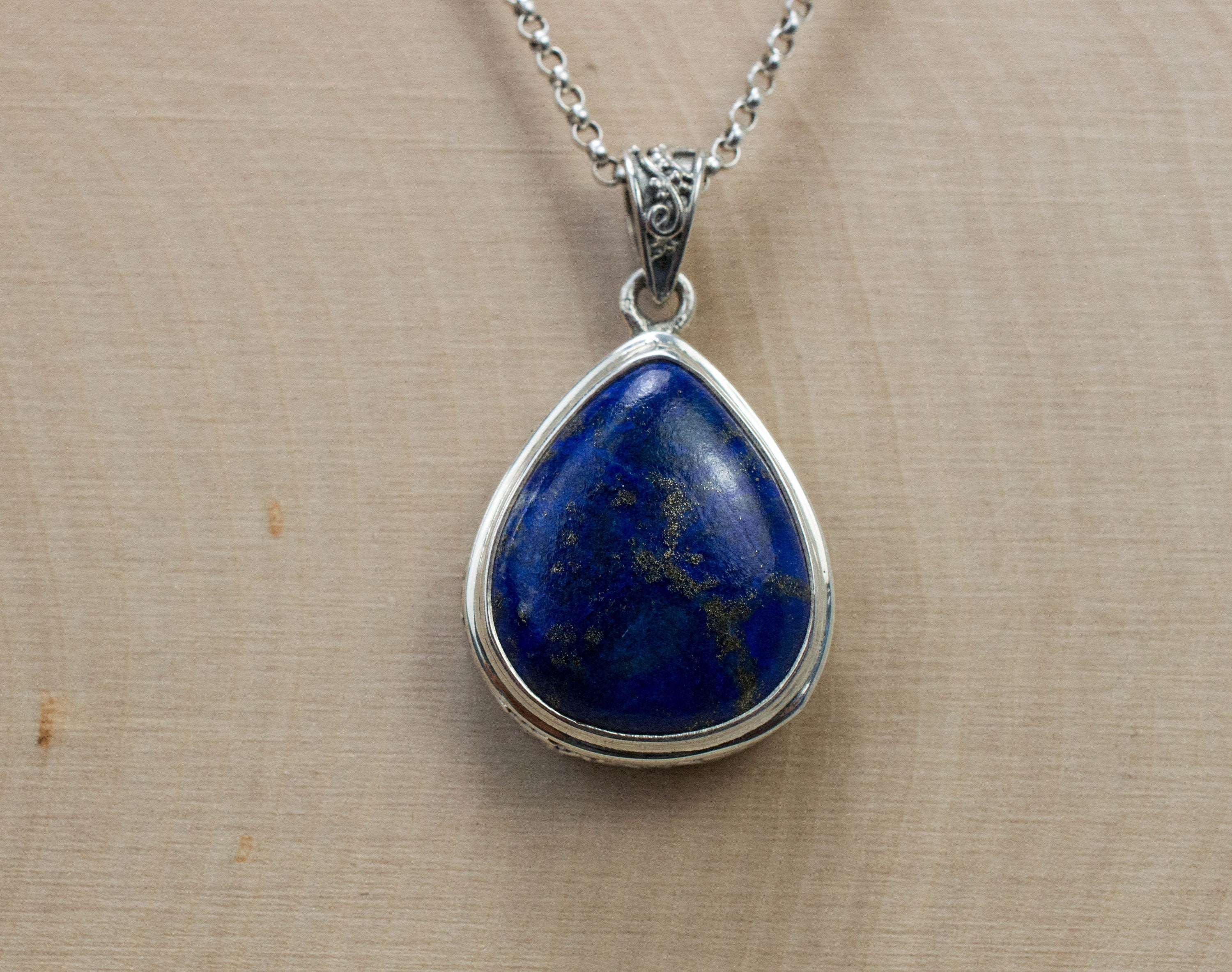 Lapis Lazuli Pendant; Natural Untreated Afghanistan Lapis