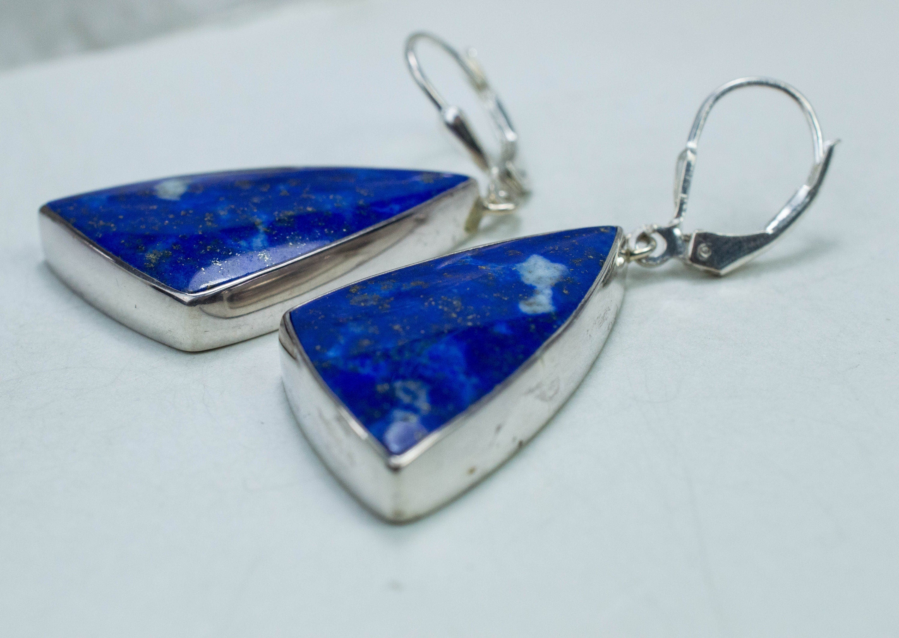 Lapis Lazuli Earrings, Natural Untreated Afghani Lapis