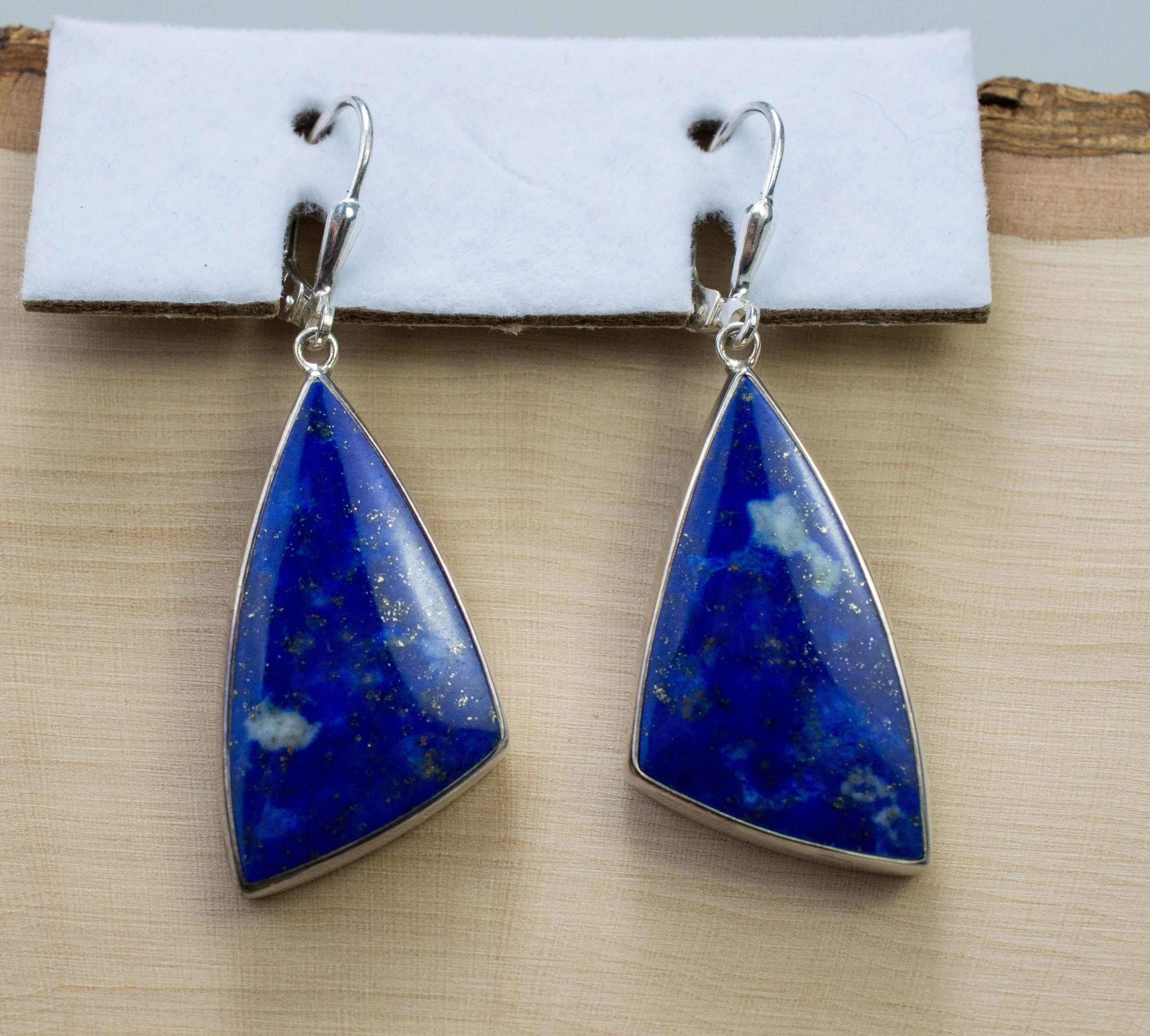 Lapis Lazuli Earrings, Natural Untreated Afghani Lapis