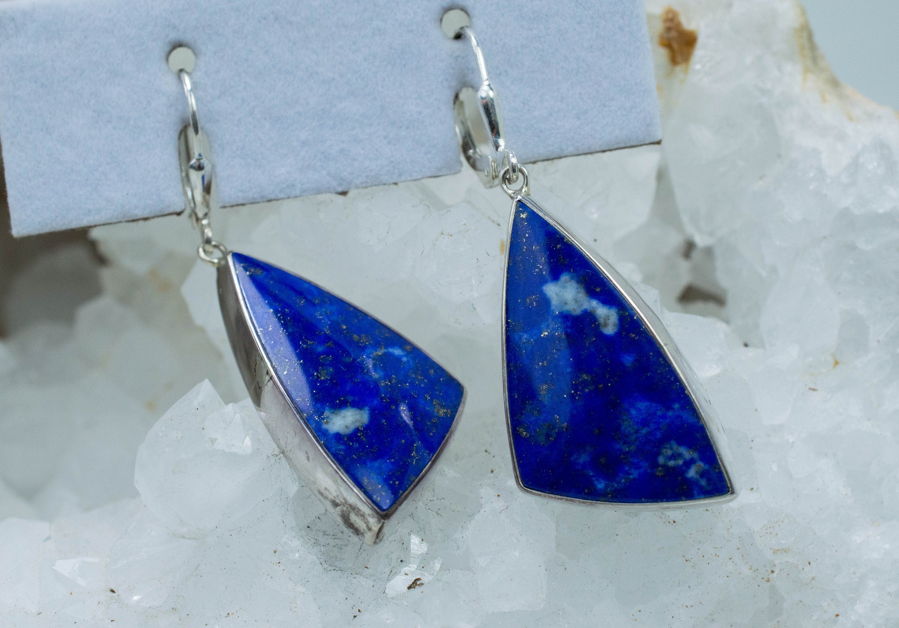 Lapis Lazuli Earrings, Natural Untreated Afghani Lapis