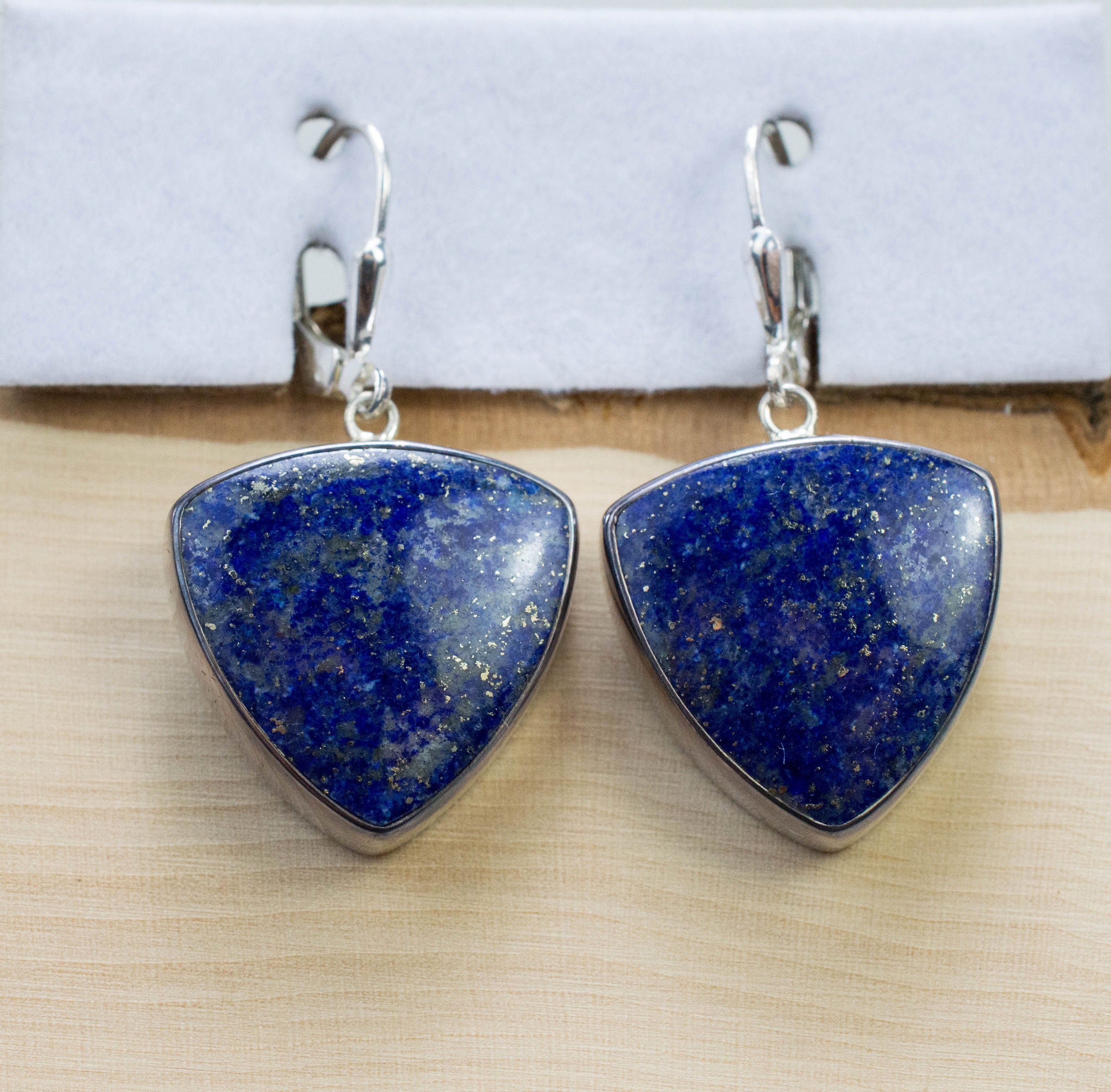 Lapis Lazuli Earrings, Genuine Untreated Afghani Lapis