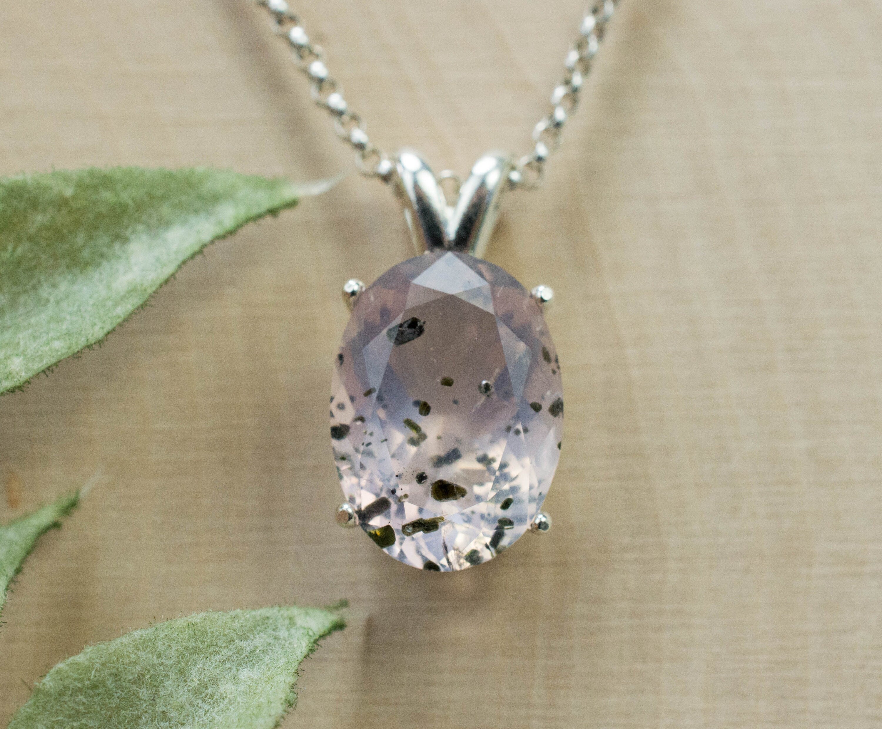 Rose Quartz Pendant; Natural Untreated Tanzania Diopside Included Rose Quartz; 5.680cts