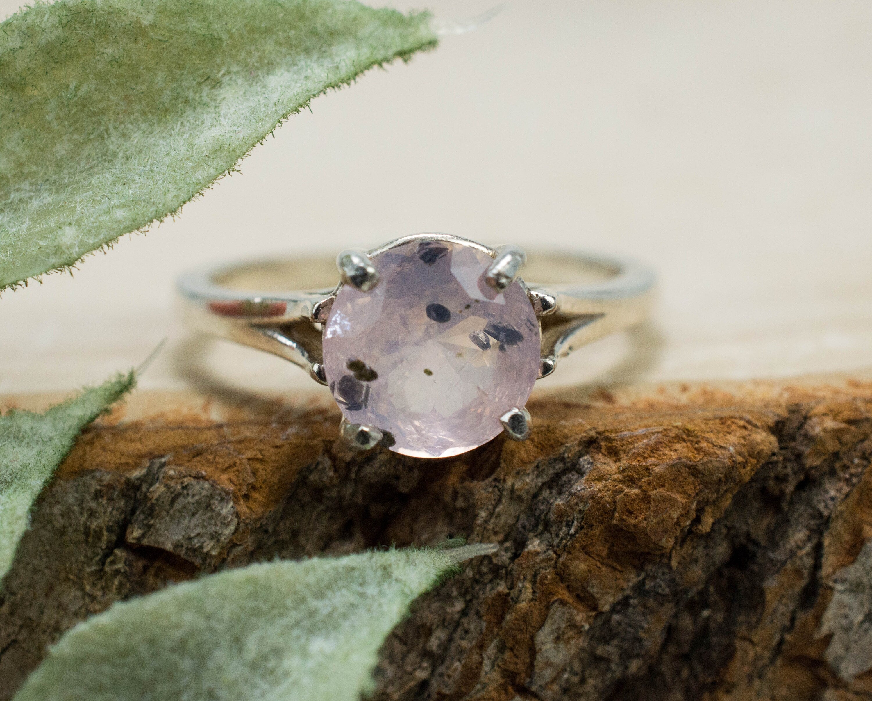 Rose Quartz Ring; Natural Untreated Tanzania Diopside Quartz; 1.485cts