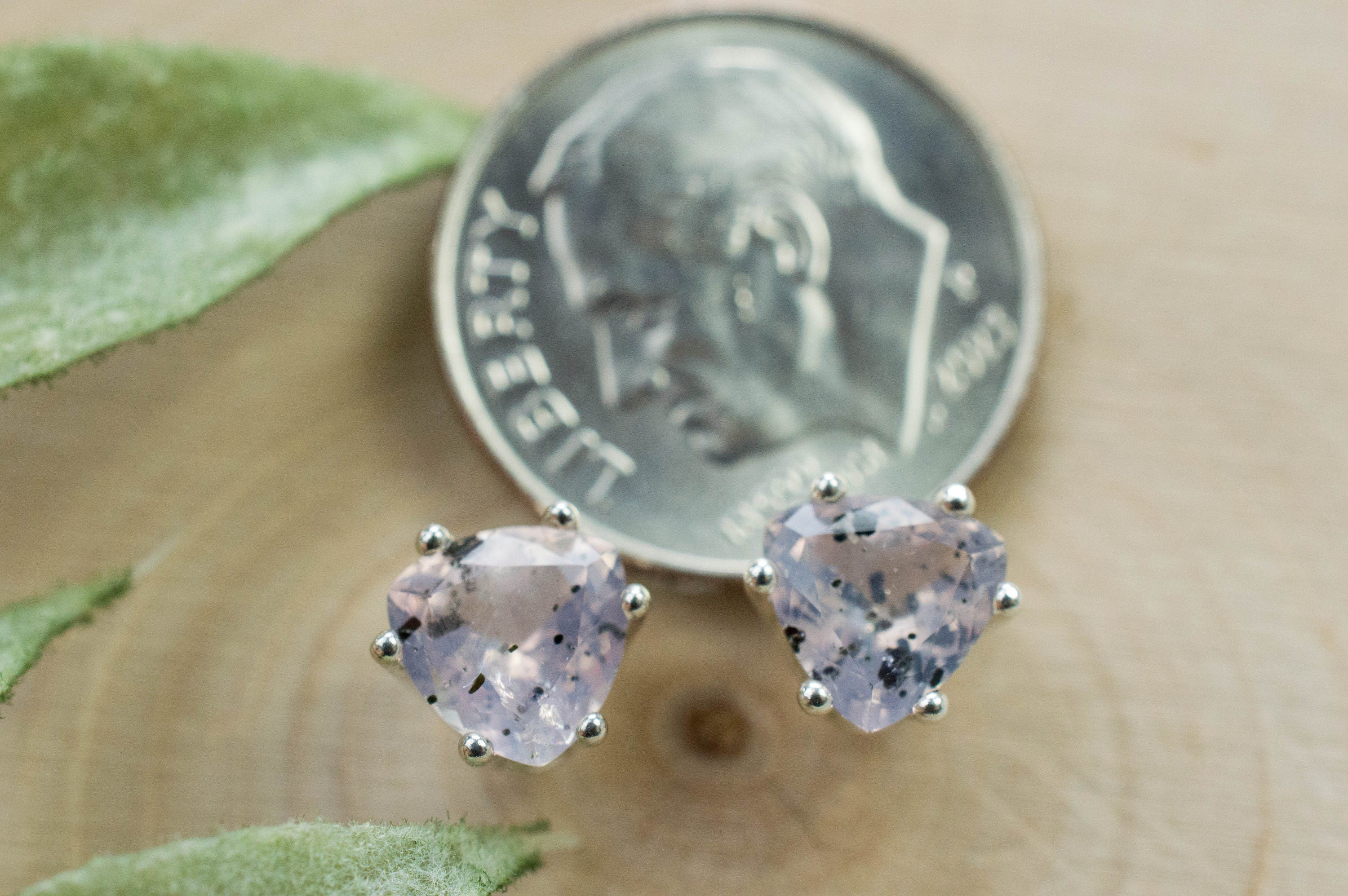 Rose Quartz Earrings; Natural Untreated Tanzania Diopside Included Rose Quartz; 1.505cts