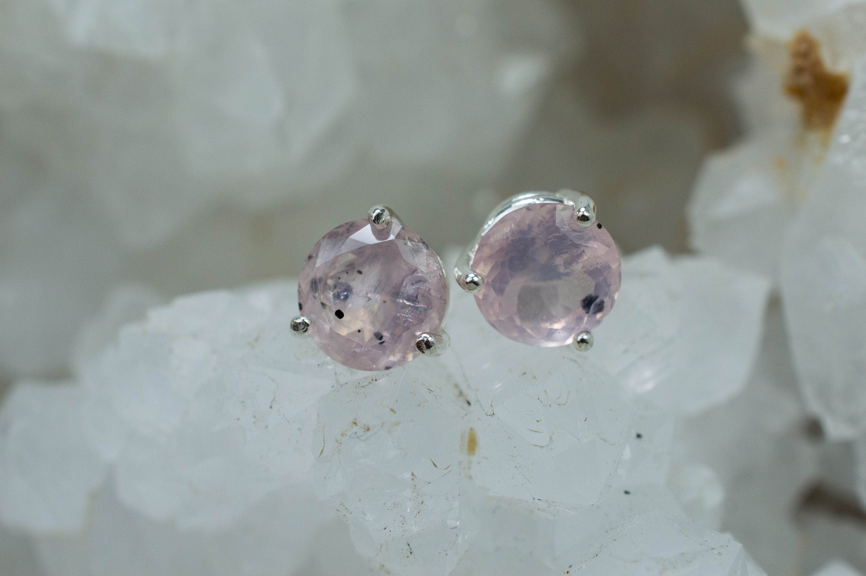 Rose Quartz Earrings; Natural Untreated Tanzania Diopside Included Rose Quartz; 2.325cts