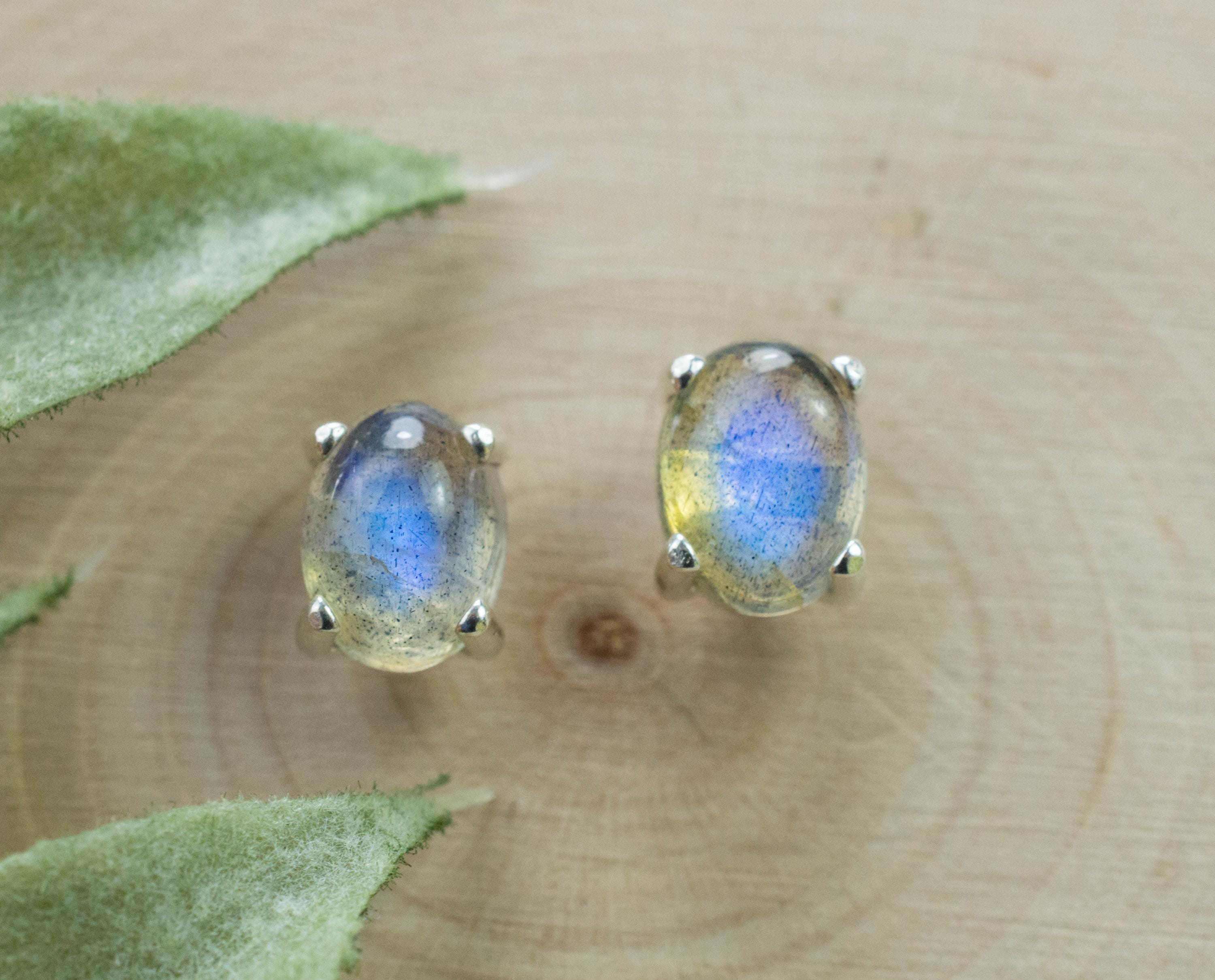 Labradorite Earrings; Natural Untreated Madagascar Labradorite; 2.550cts