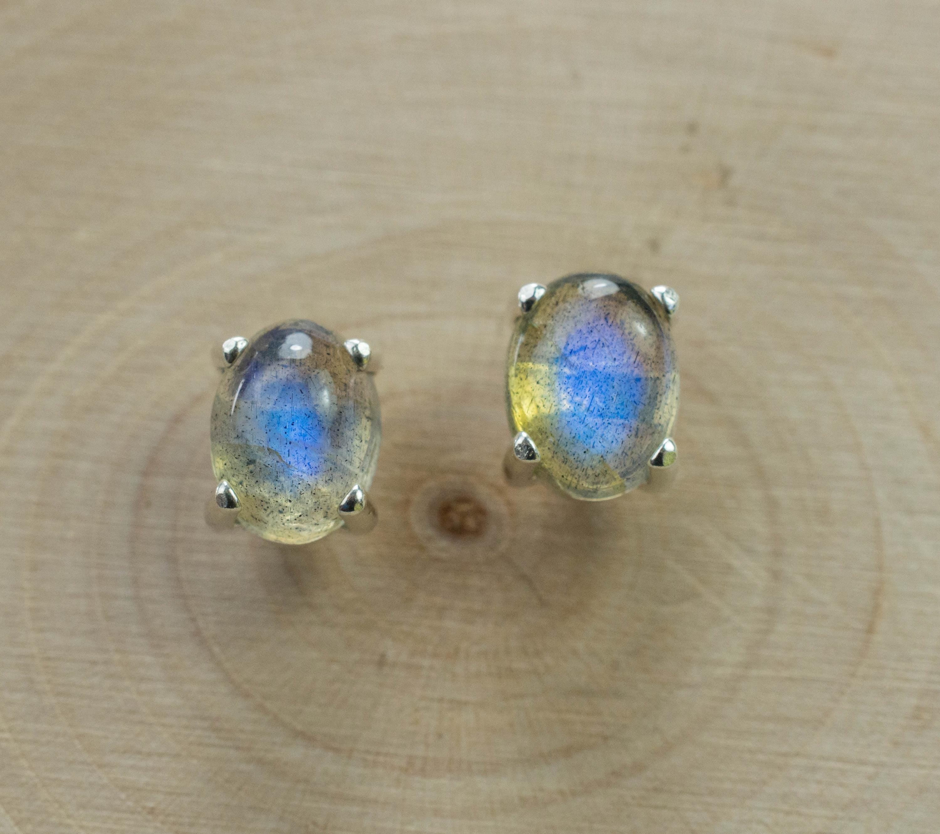 Labradorite Earrings; Natural Untreated Madagascar Labradorite; 2.550cts