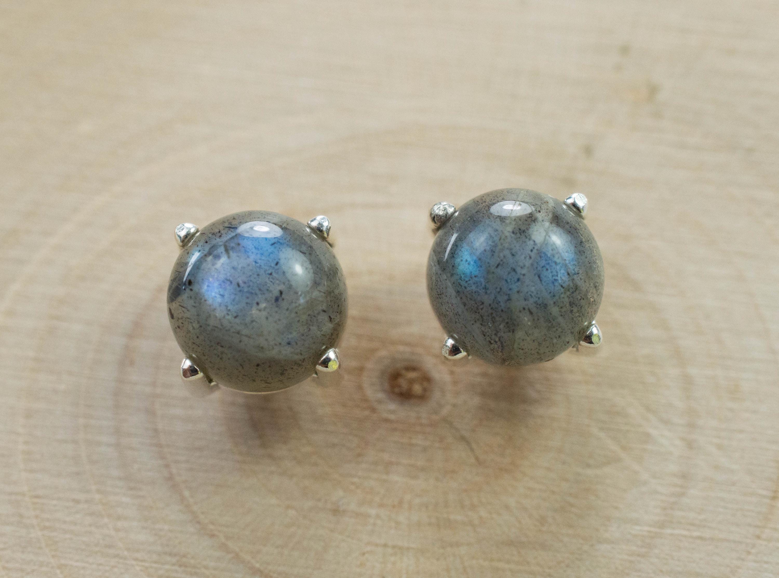 Labradorite Earrings; Natural Untreated Madagascar Labradorite; 3.460cts