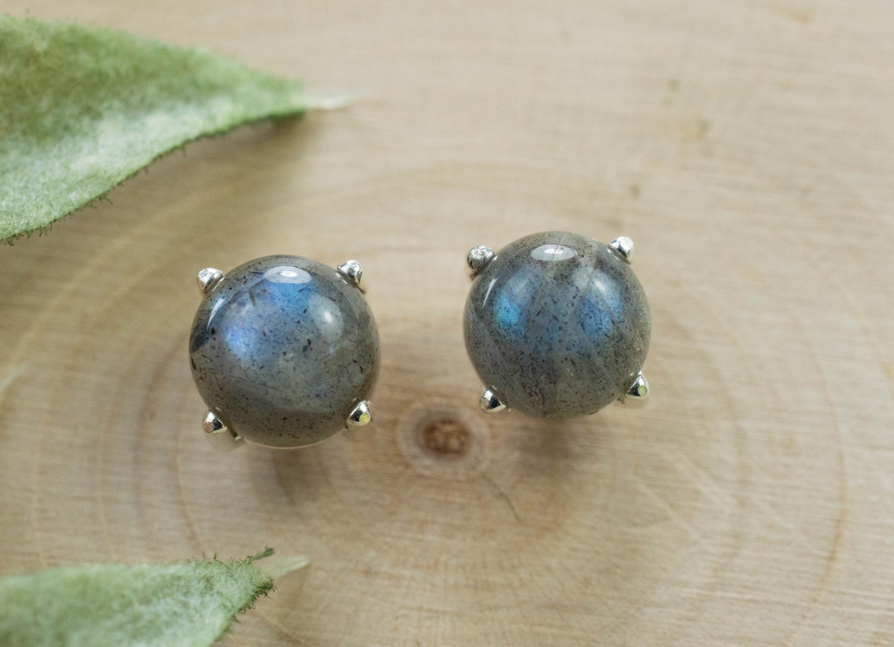 Labradorite Earrings; Natural Untreated Madagascar Labradorite; 3.460cts