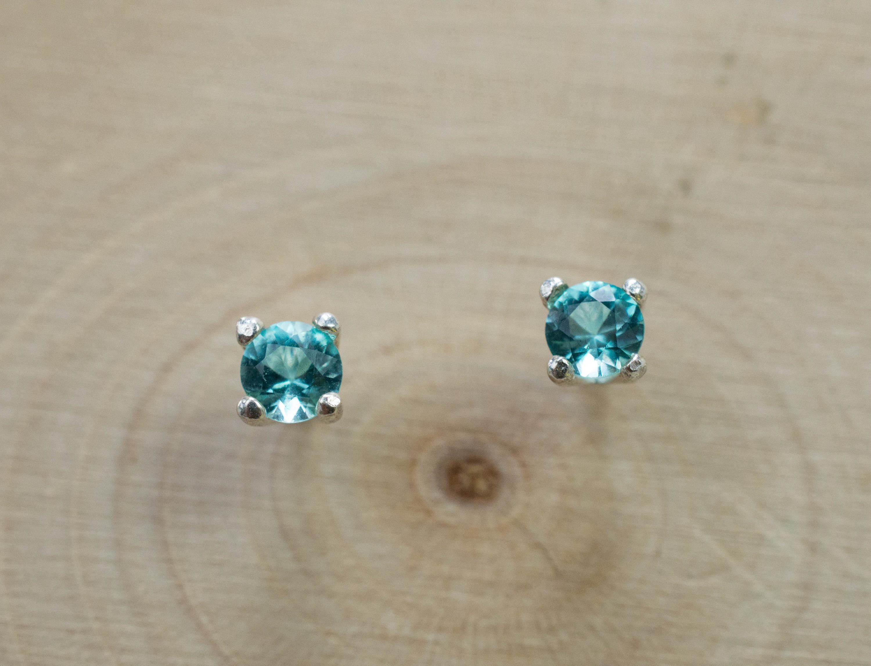 Blue Apatite Earrings; Natural Untreated Brazilian Apatite; 0.245cts