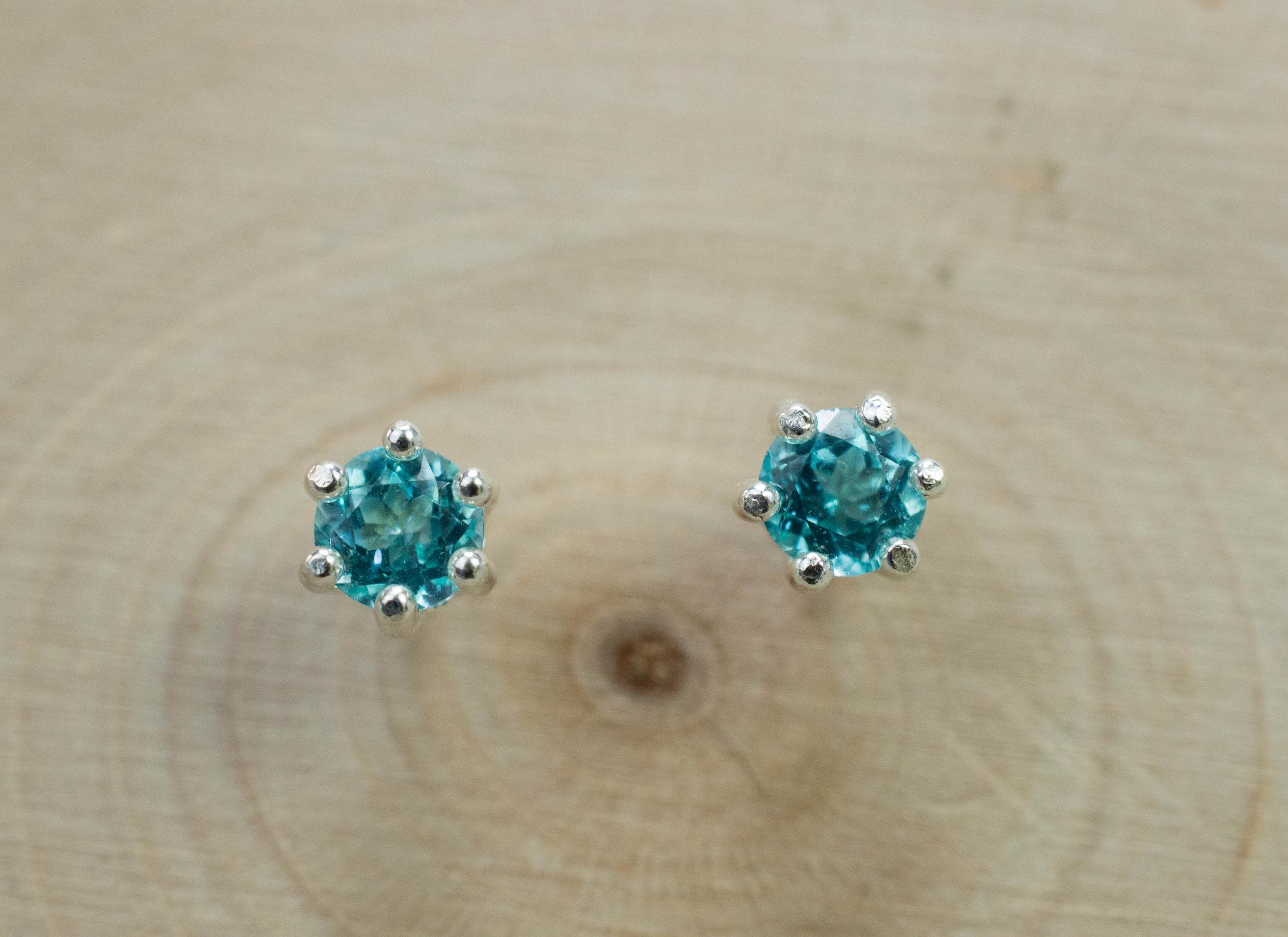 Blue Apatite Earrings; Natural Untreated Brazilian Apatite; 0.530cts