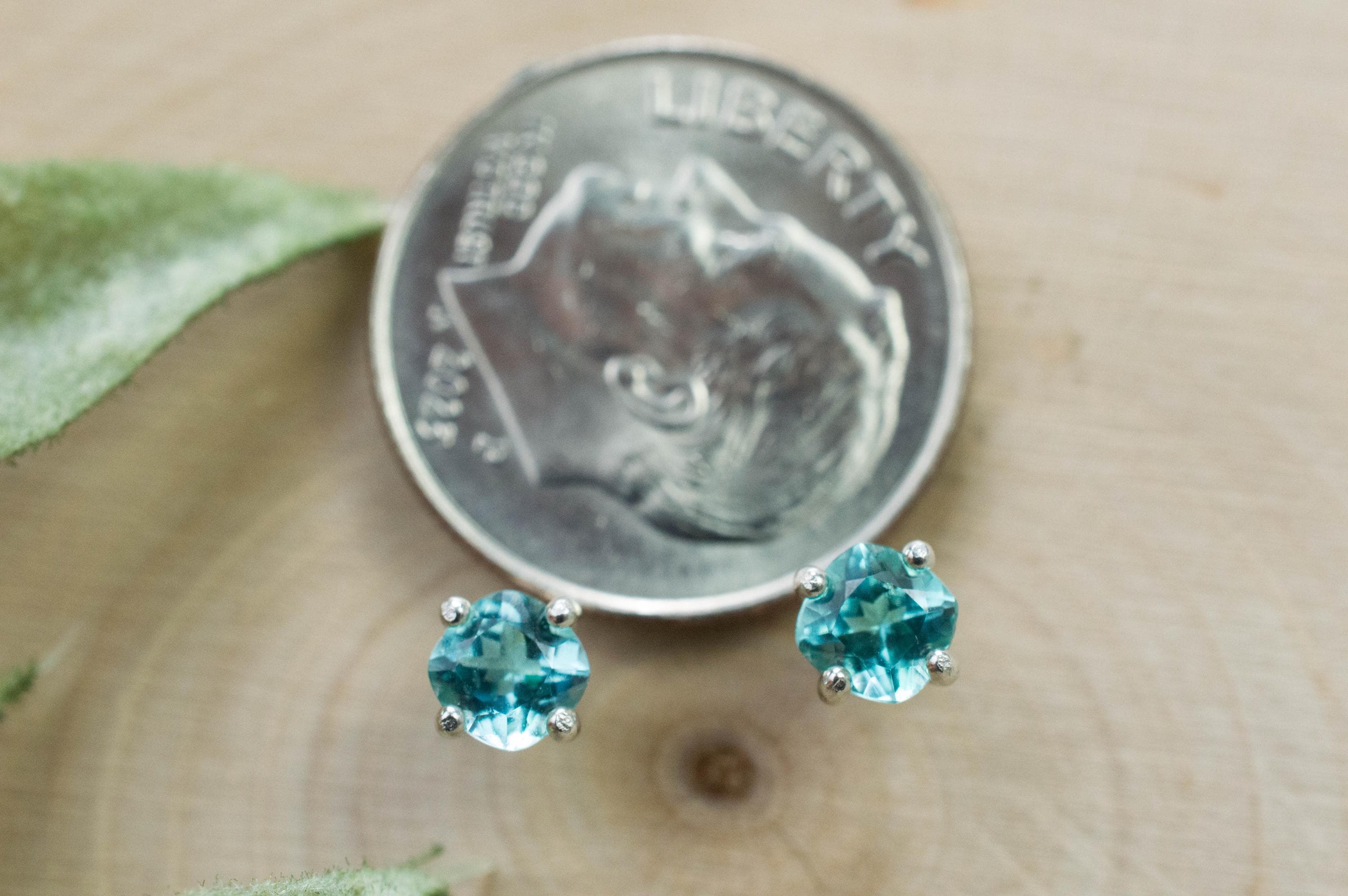 Blue Apatite Earrings; Natural Untreated Brazilian Apatite; 0.560cts