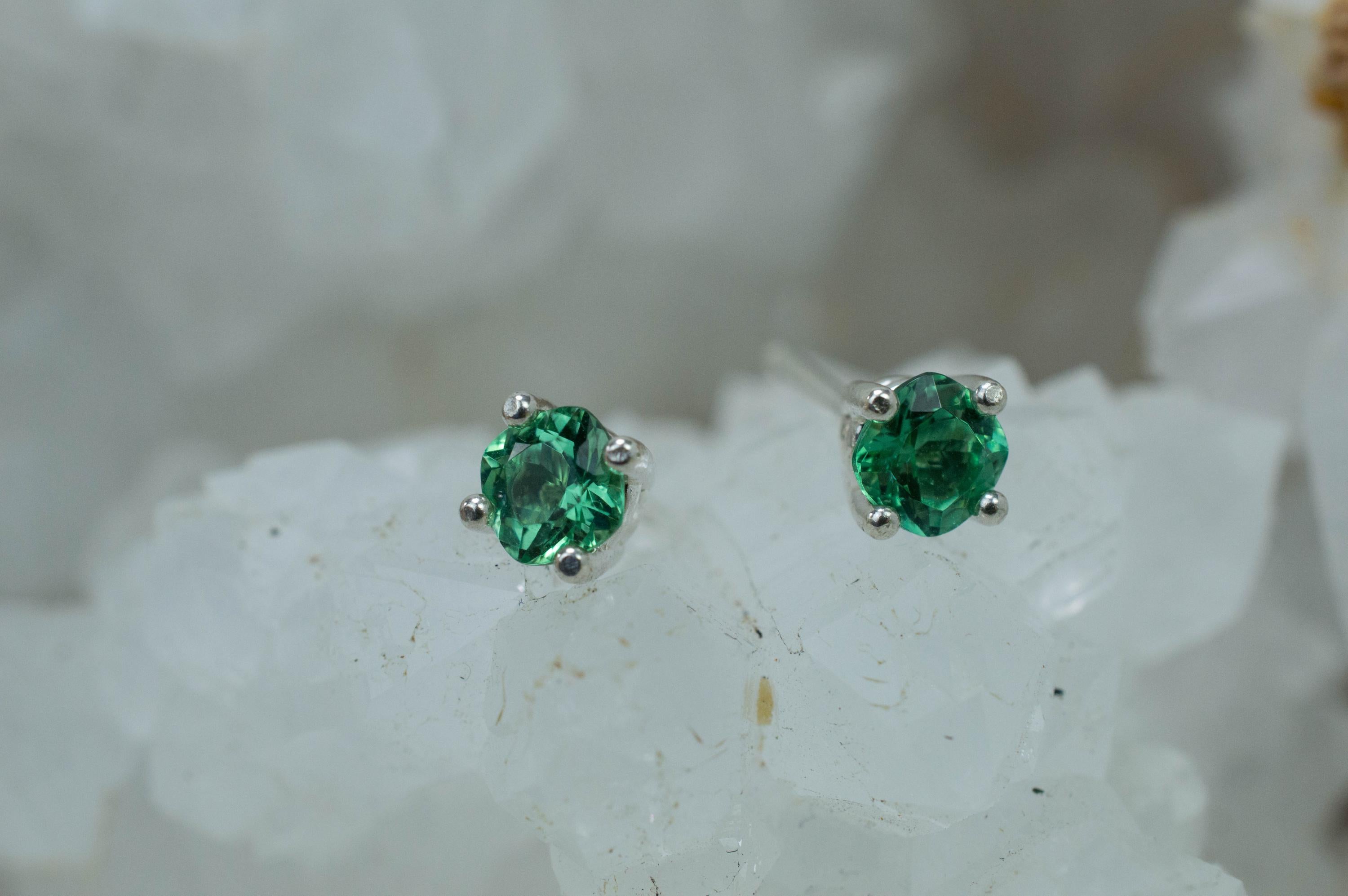 Apatite Earrings; Natural Untreated Brazilian Green Apatite; 0.575cts