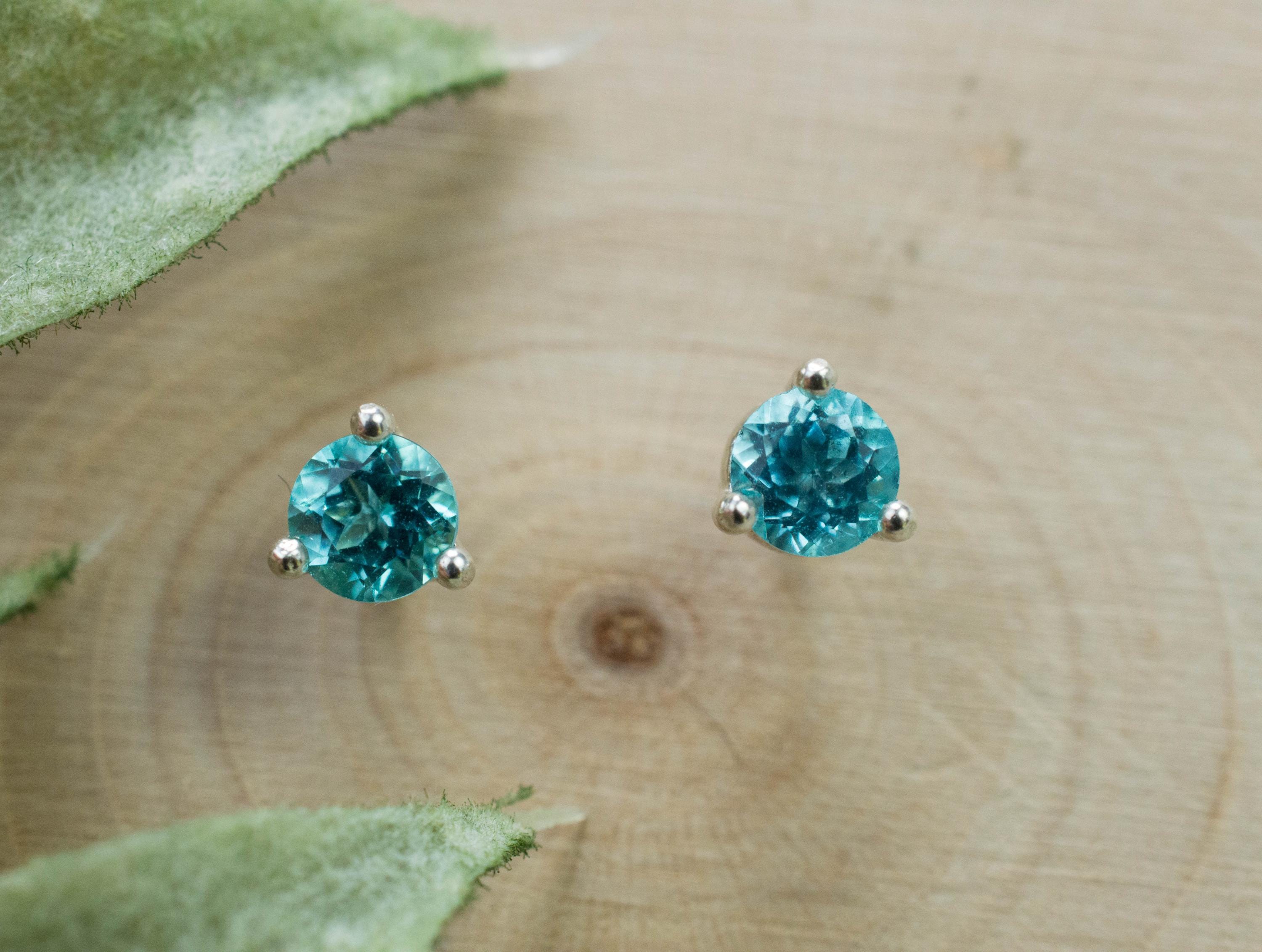 Blue Apatite Earrings; Natural Untreated Brazilian Apatite; 0.580cts