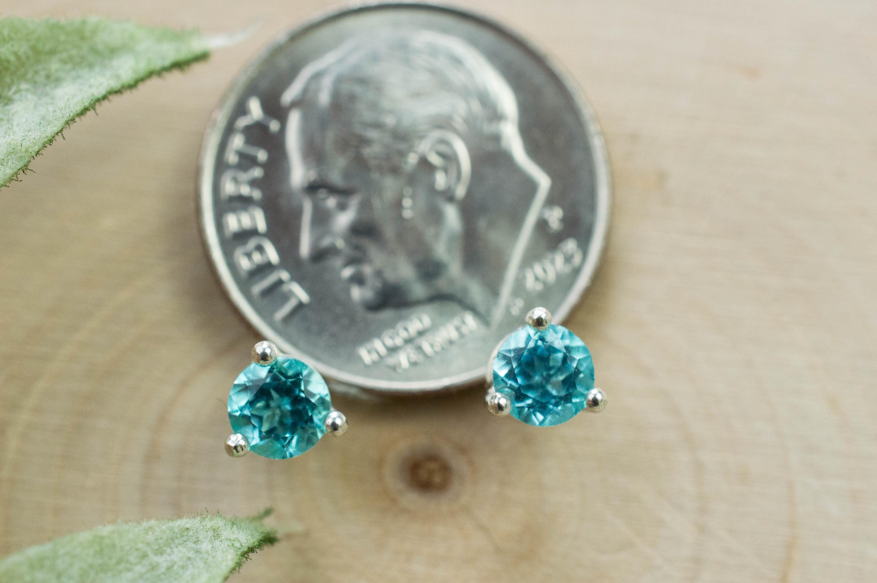 Blue Apatite Earrings; Natural Untreated Brazilian Apatite; 0.580cts