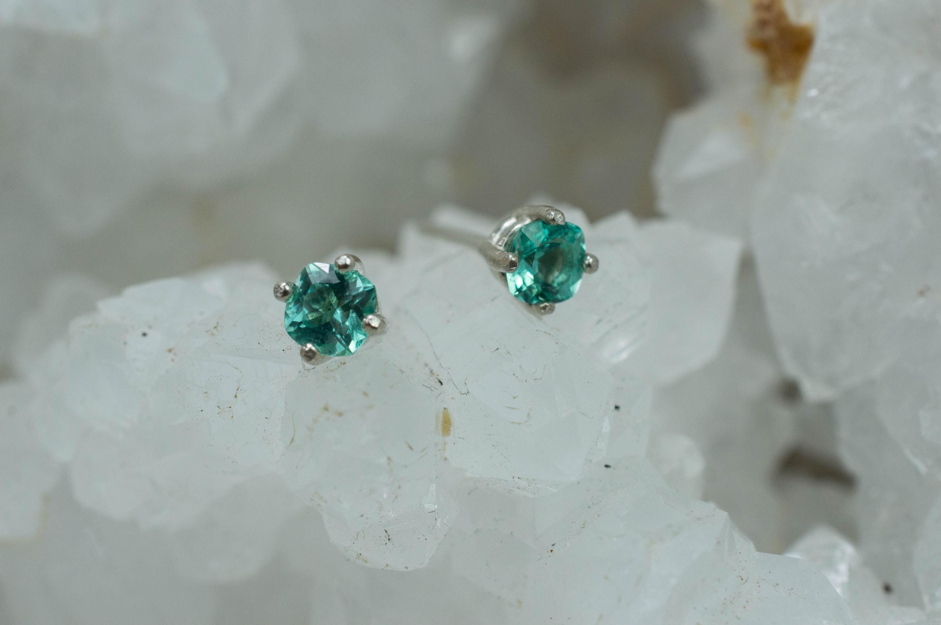 Blue Apatite Earrings; Natural Untreated Brazilian Apatite; 0.590cts