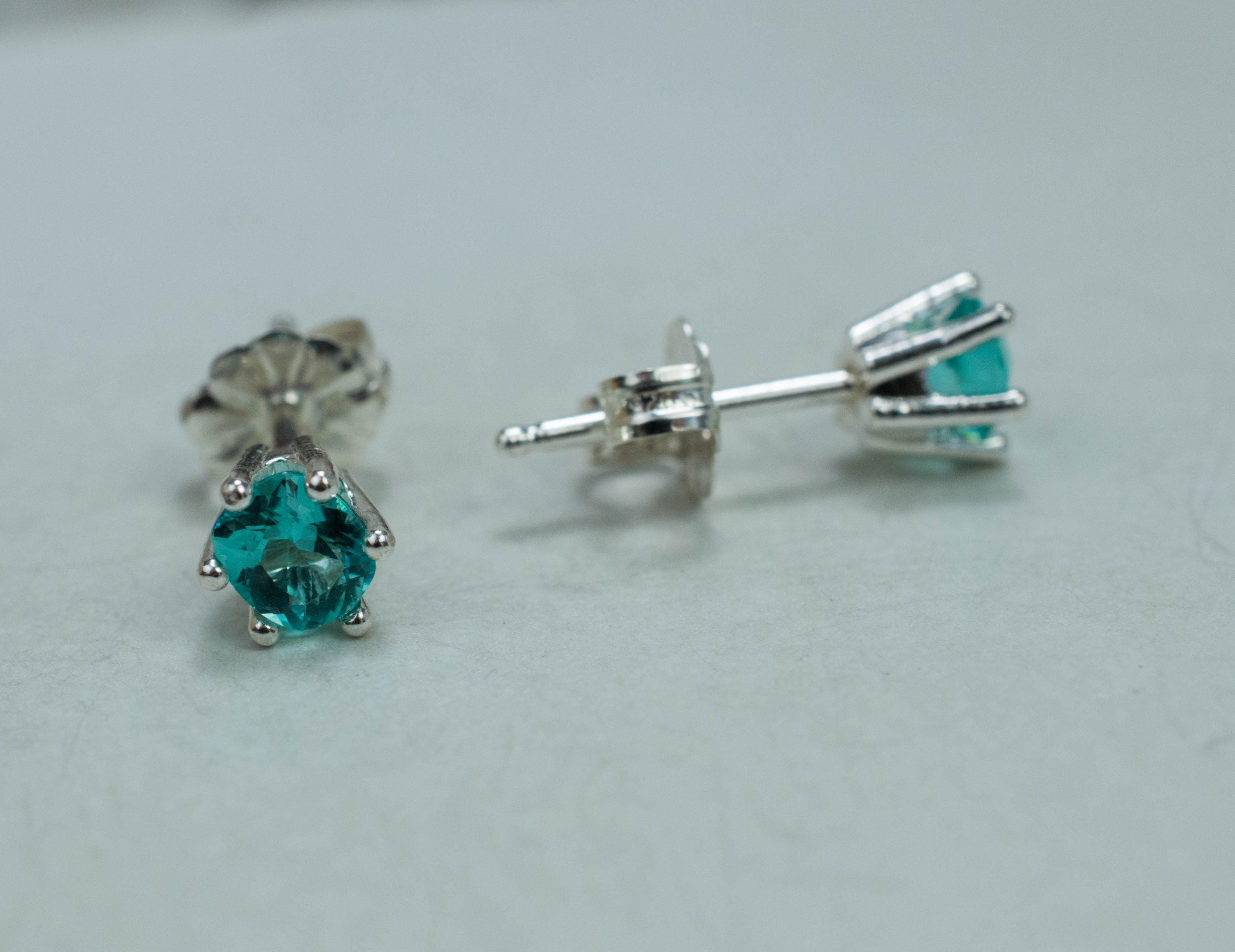 Blue Apatite Earrings; Natural Untreated Brazilian Apatite; 0.660cts