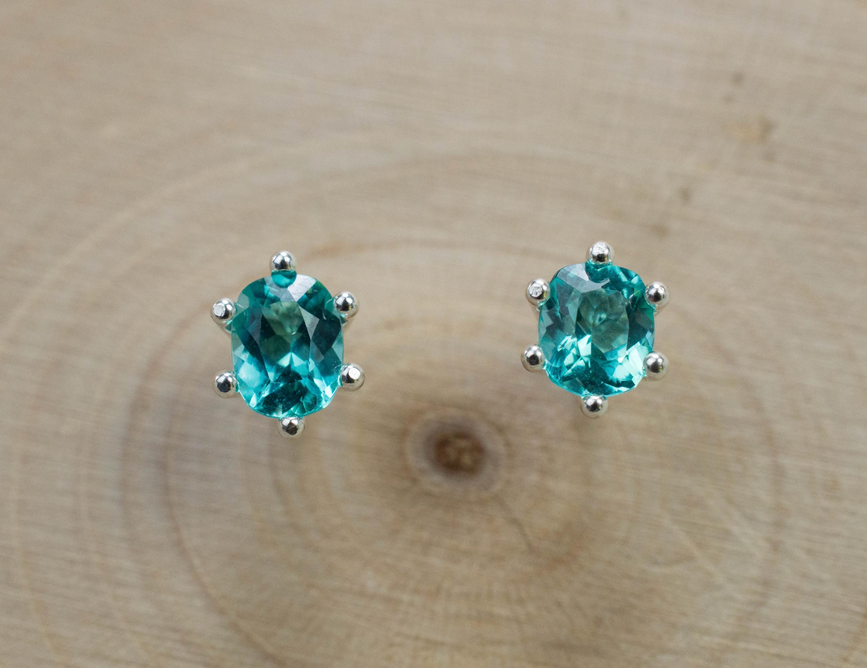 Blue Apatite Earrings; Natural Untreated Brazilian Apatite; 0.660cts