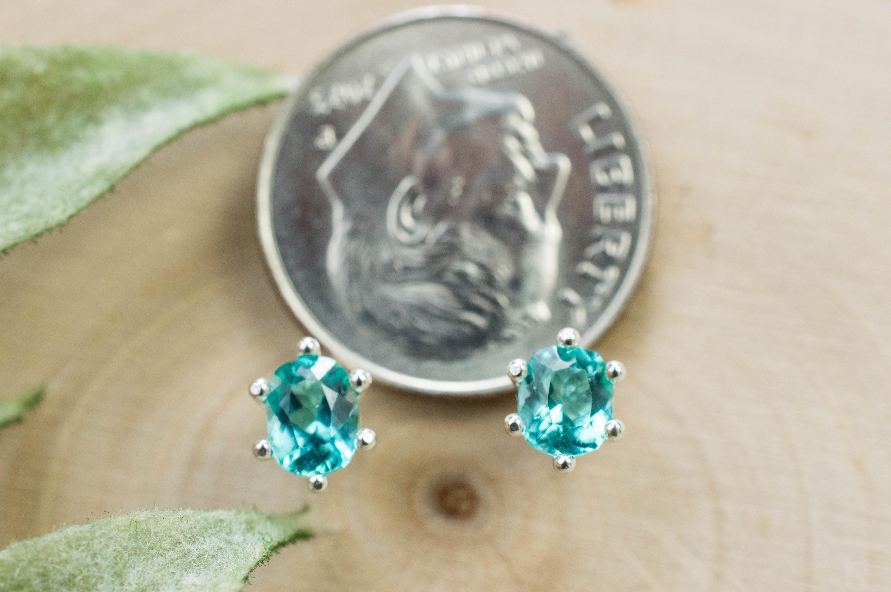 Blue Apatite Earrings; Natural Untreated Brazilian Apatite; 0.660cts