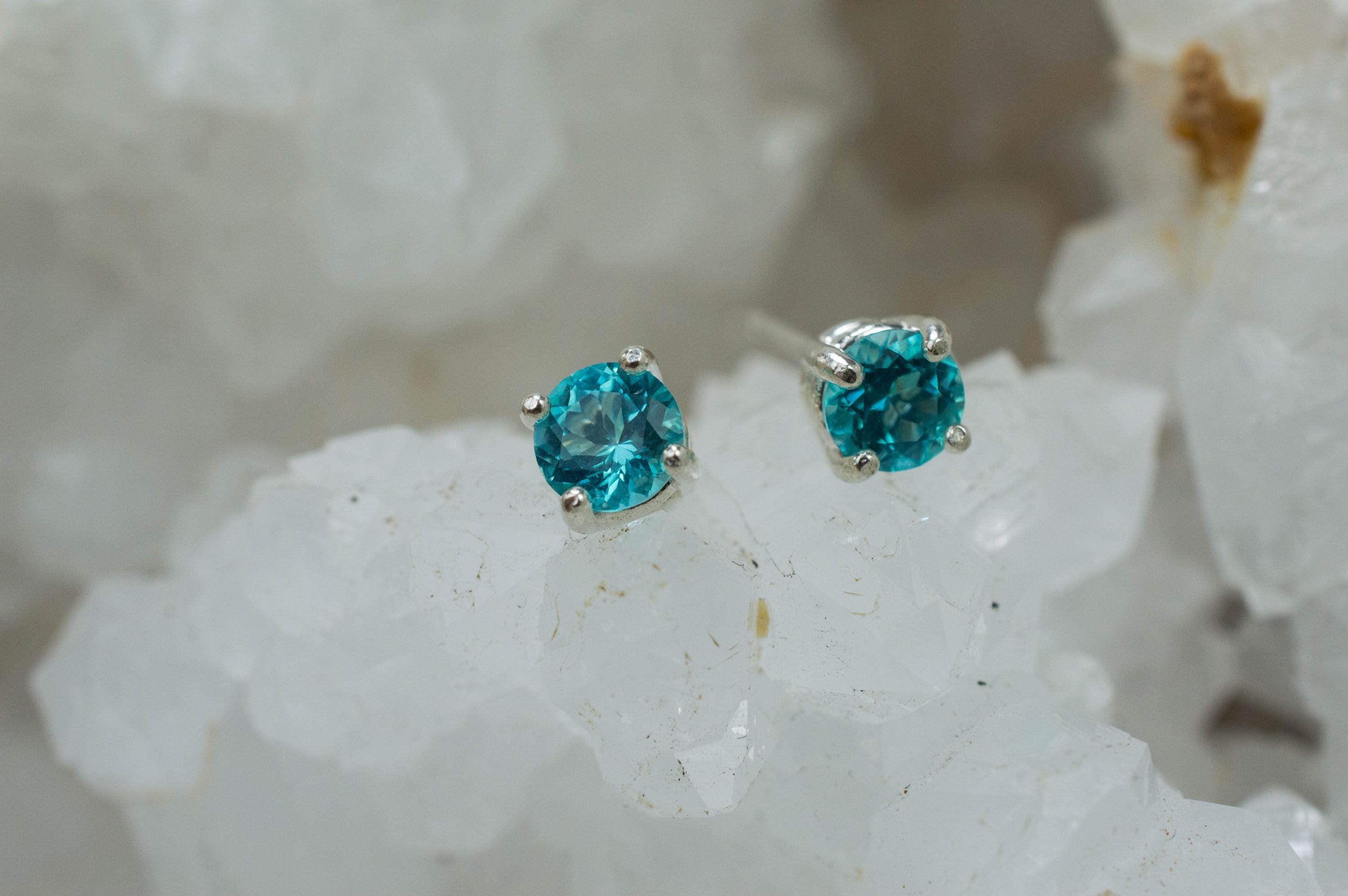 Blue Apatite Earrings; Natural Untreated Brazilian Apatite; 0.960cts