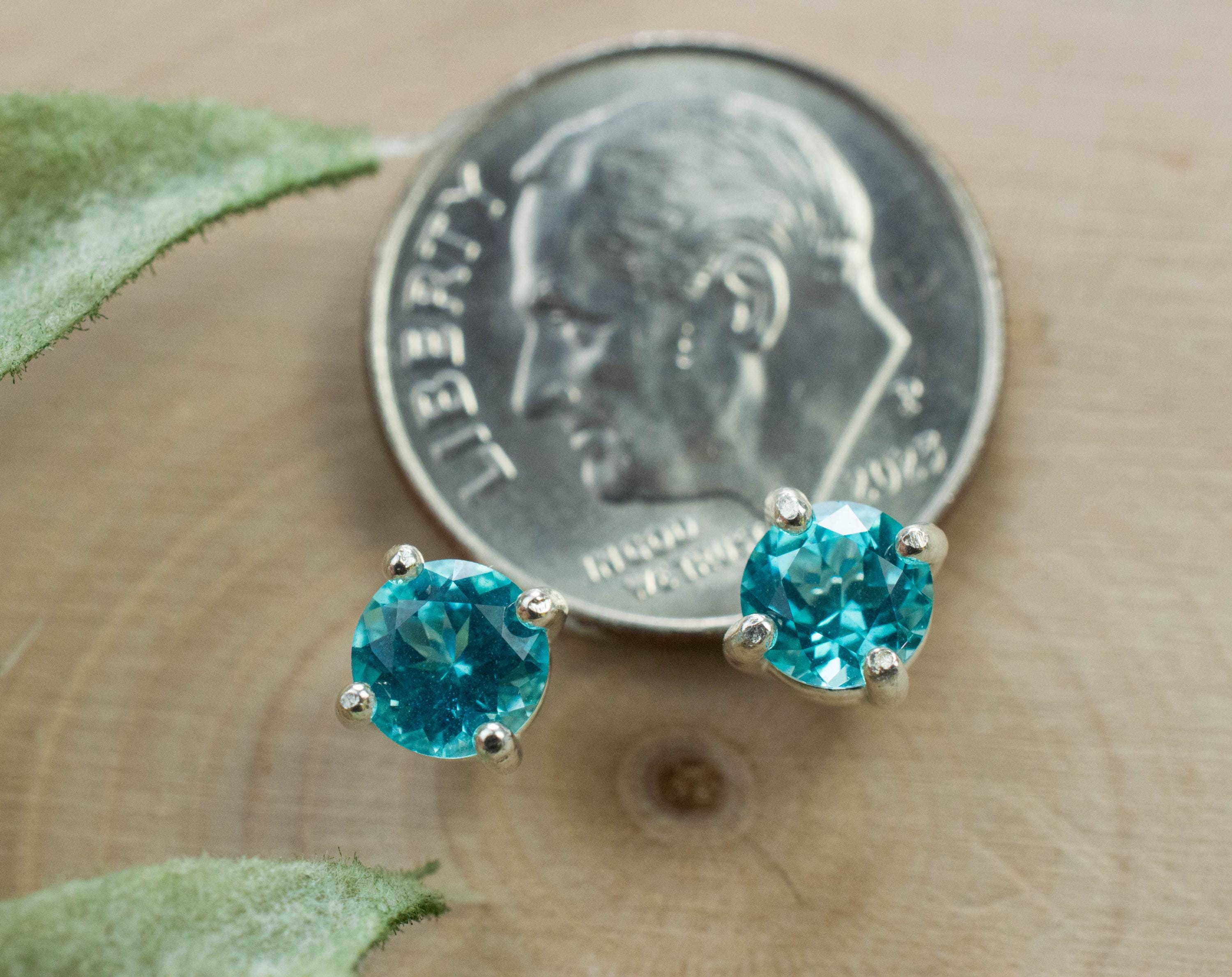 Blue Apatite Earrings; Natural Untreated Brazilian Apatite; 0.960cts