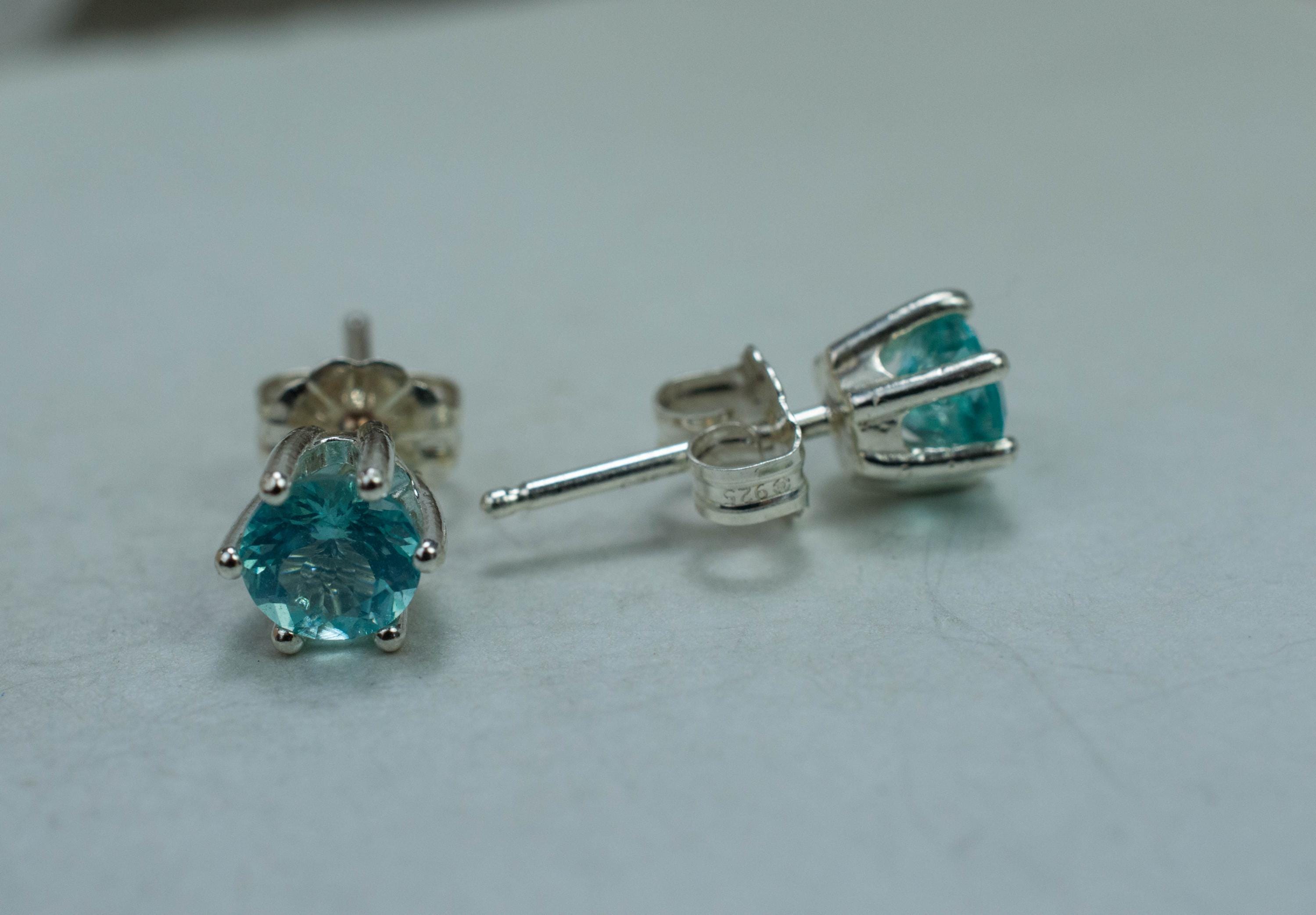 Blue Apatite Earrings; Natural Untreated Brazilian Apatite; 1.080cts