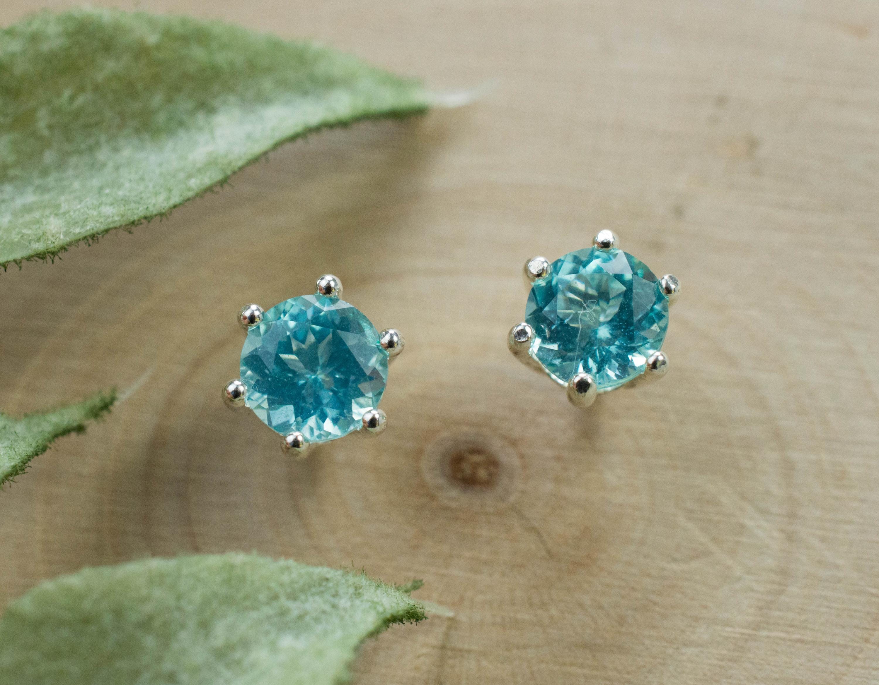 Blue Apatite Earrings; Natural Untreated Brazilian Apatite; 1.080cts