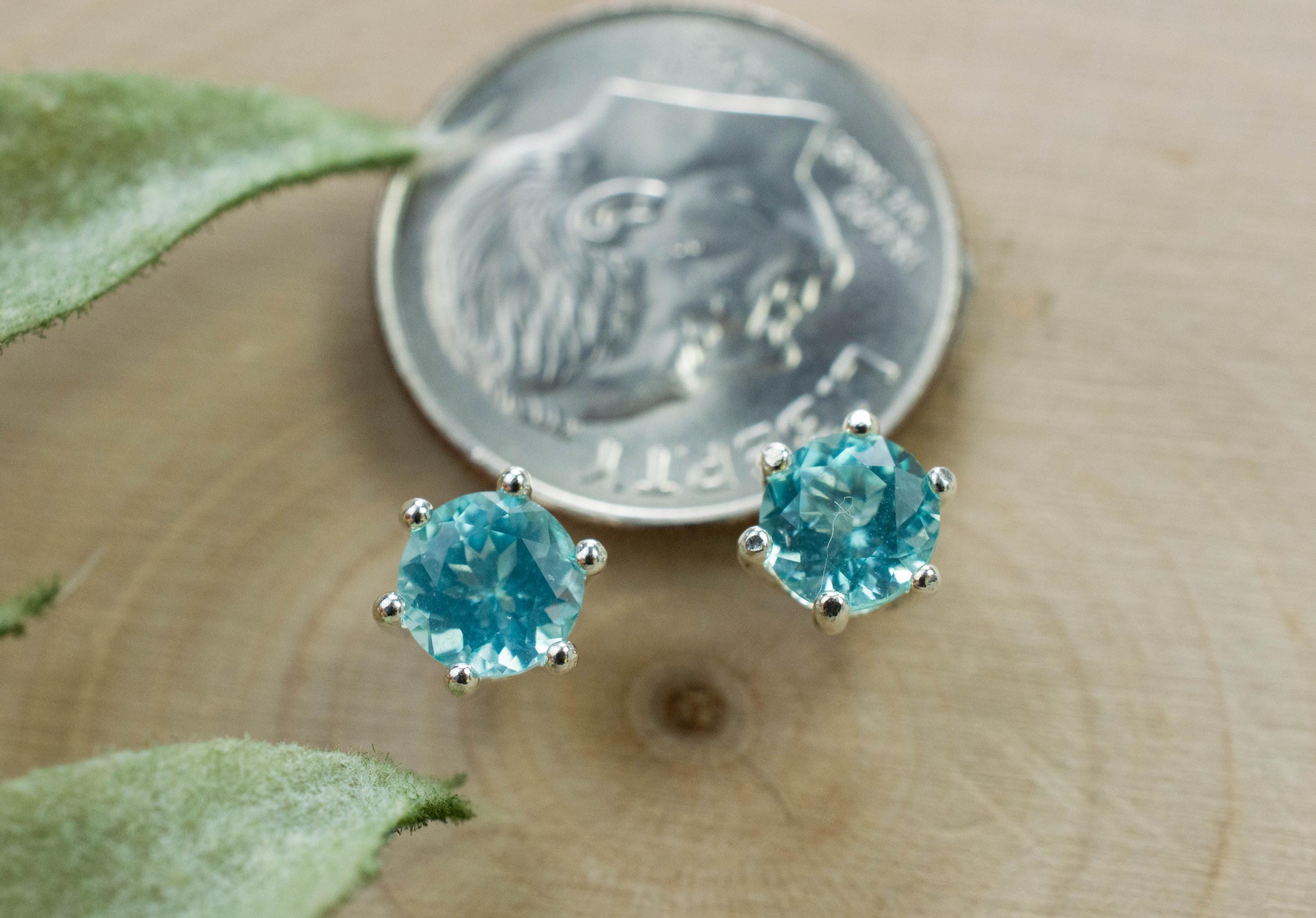 Blue Apatite Earrings; Natural Untreated Brazilian Apatite; 1.080cts